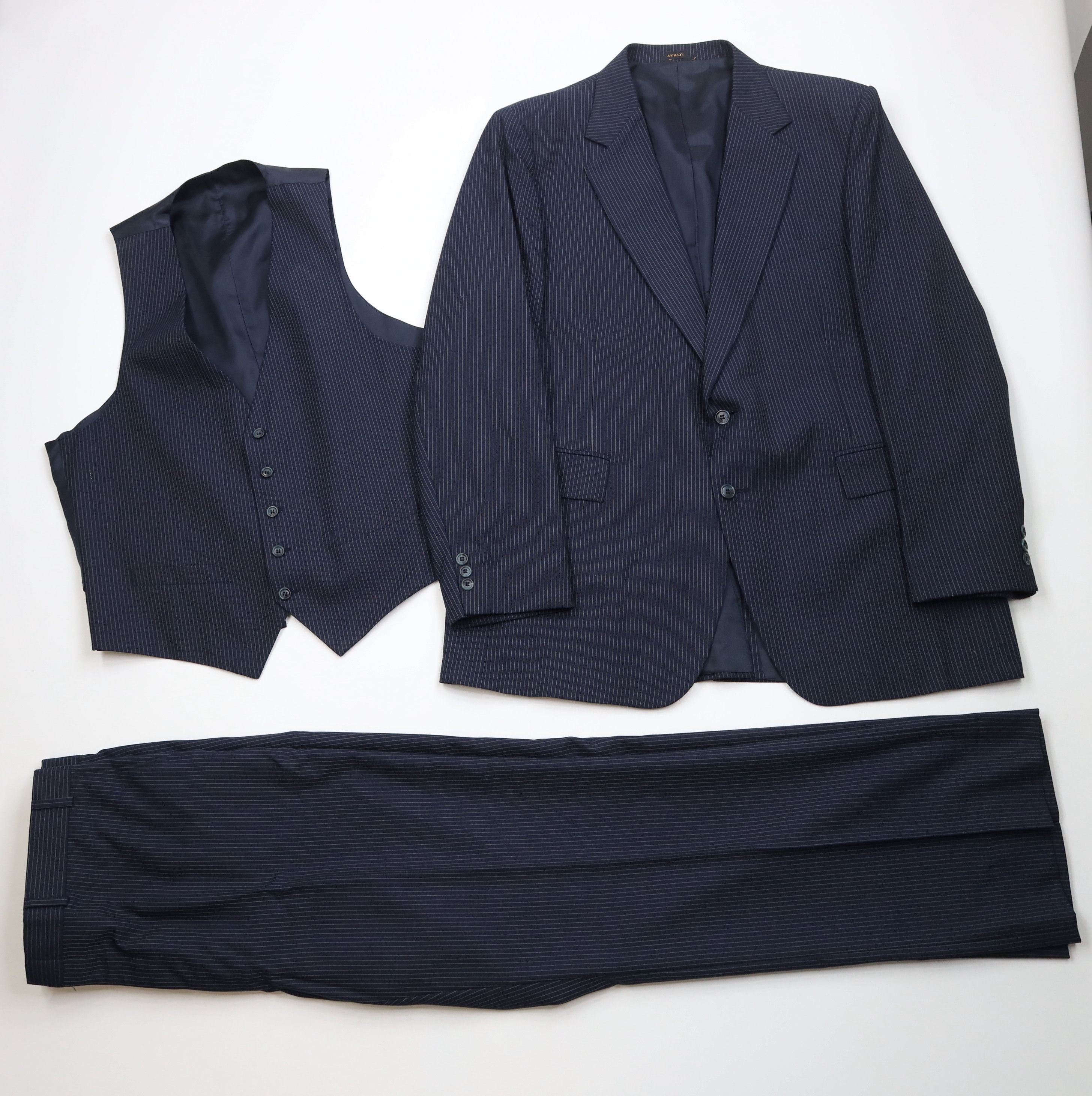Vintage Vintage 70s Streetwear 3 Piece Pinstriped Suit Wedding Size 46L - 1 Thumbnail