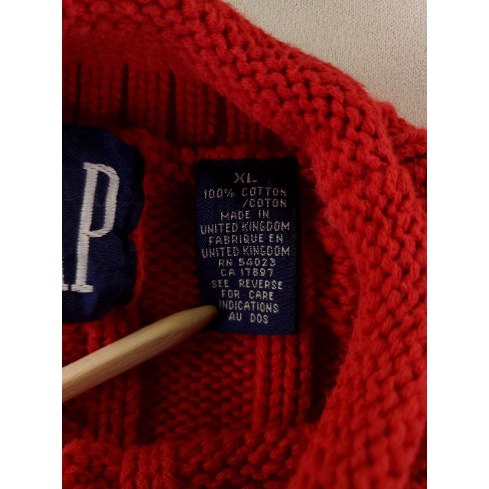 Gap VINTAGE Gap Sweater Roll Neck Cable Knit VTG 90s Cotton Made UK Red Mens XL Size US XL / EU 56 / 4 - 3 Thumbnail