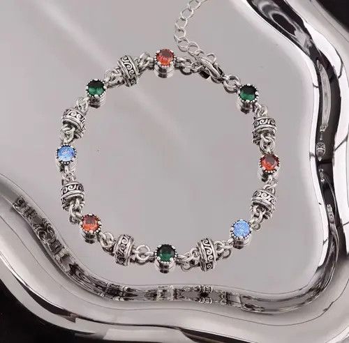 VIBE Colorful Crystal 925 Sterling Silver Female Bracelet Size ONE SIZE - 3 Thumbnail