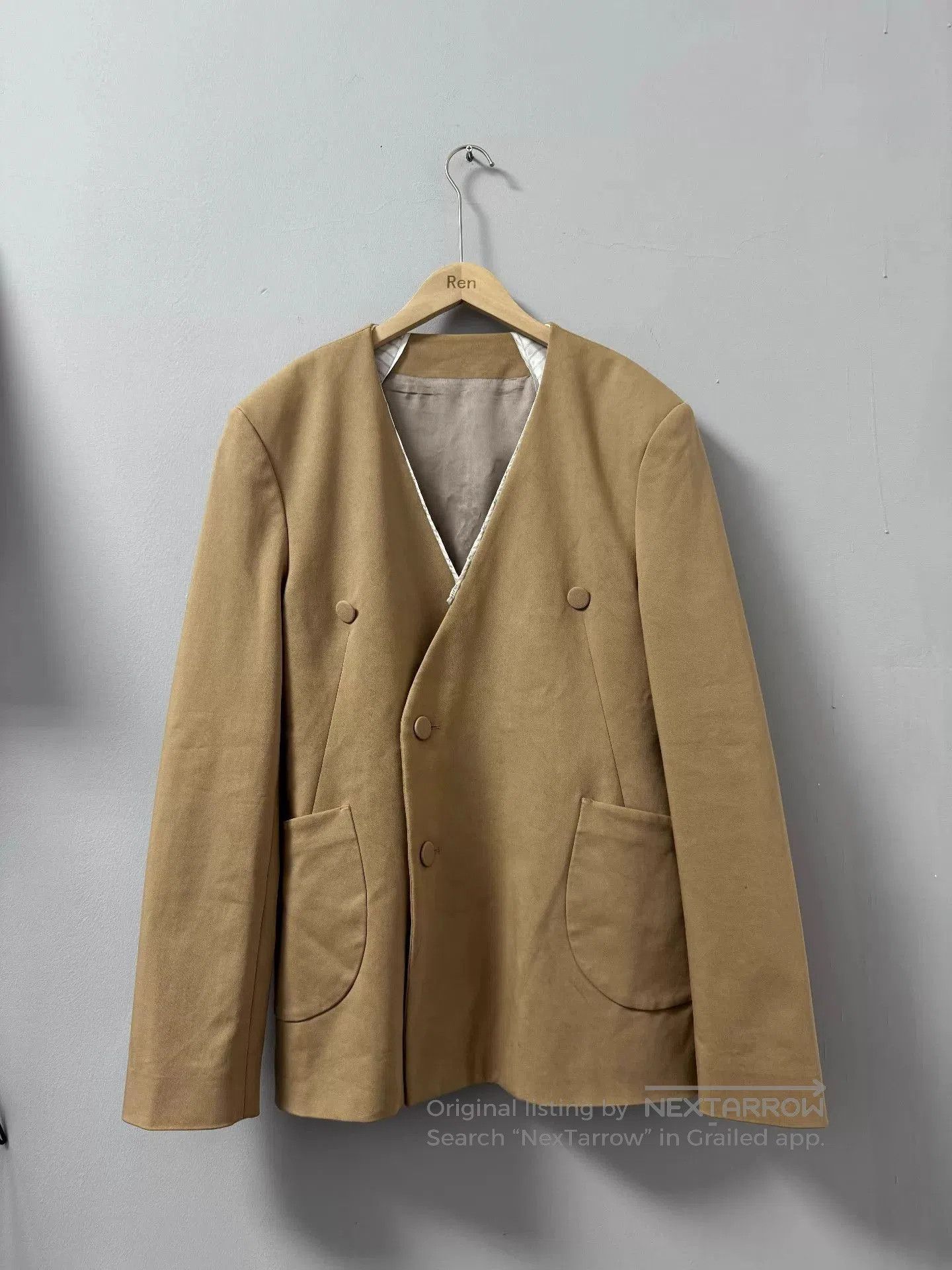 Kiko Kostadinov Beige Structured Long-Sleeve Jacket. Size US M / EU 48-50 / 2 - 3 Thumbnail