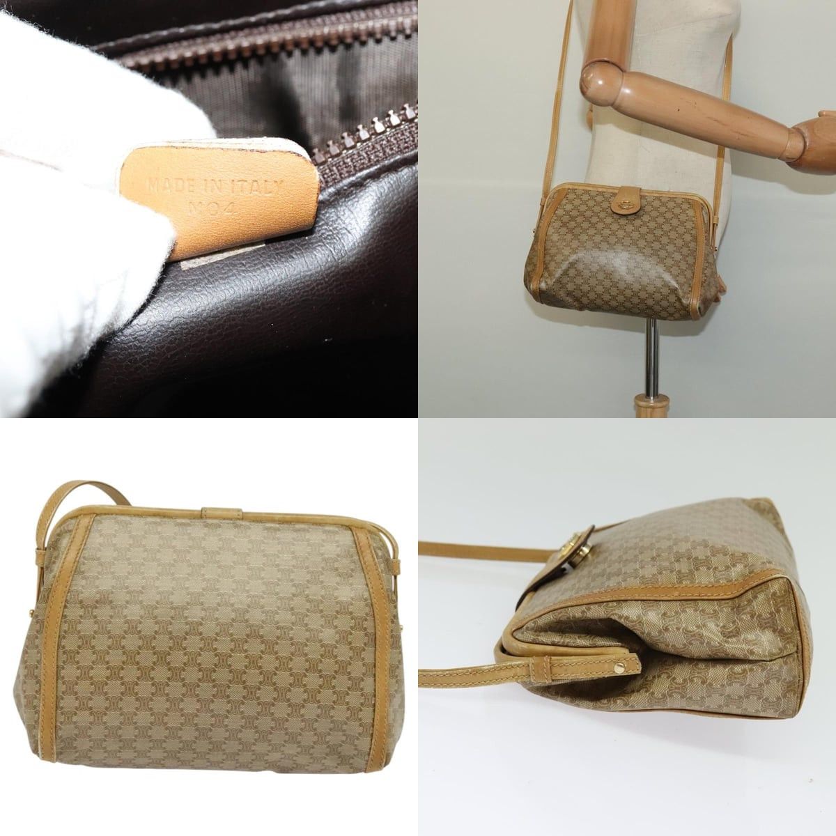 Celine CELINE Macadam Canvas Shoulder Bag Pvc Beige Gold Size ONE SIZE - 11 Thumbnail
