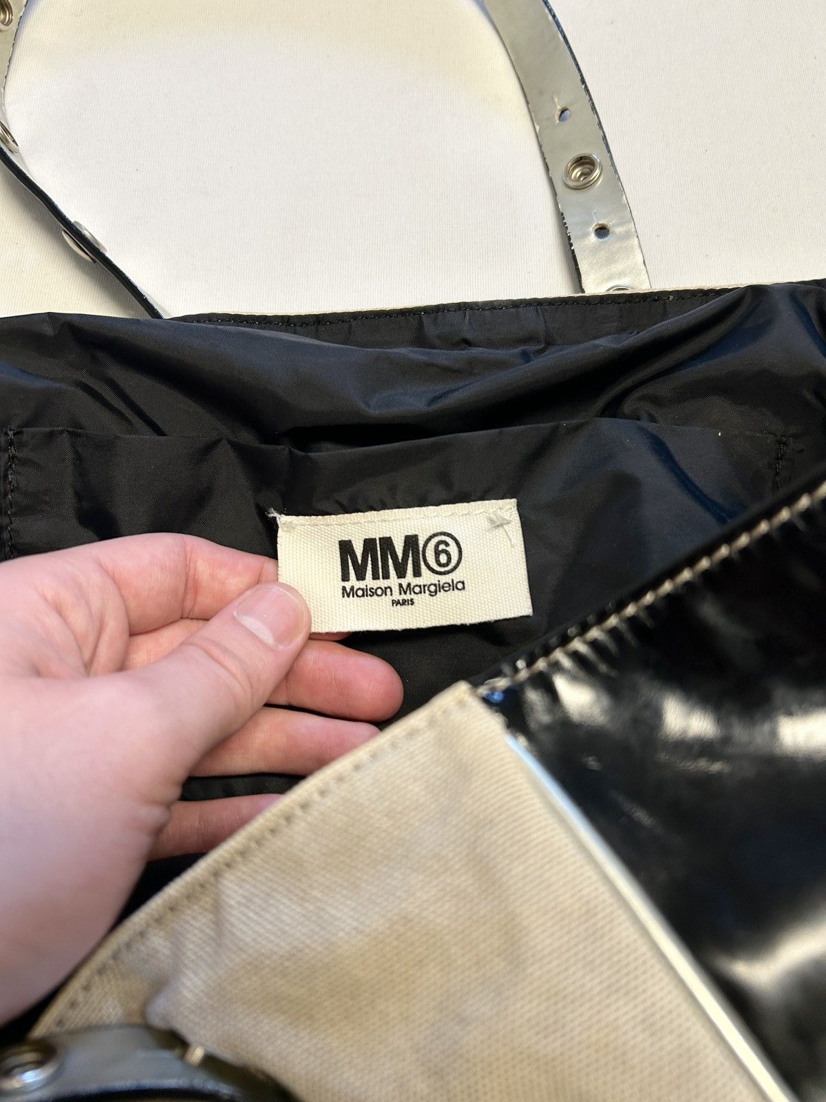 Maison Margiela SS2017 Detachable Handle Canvas Patent Leather Tote Bag Size ONE SIZE - 4 Thumbnail
