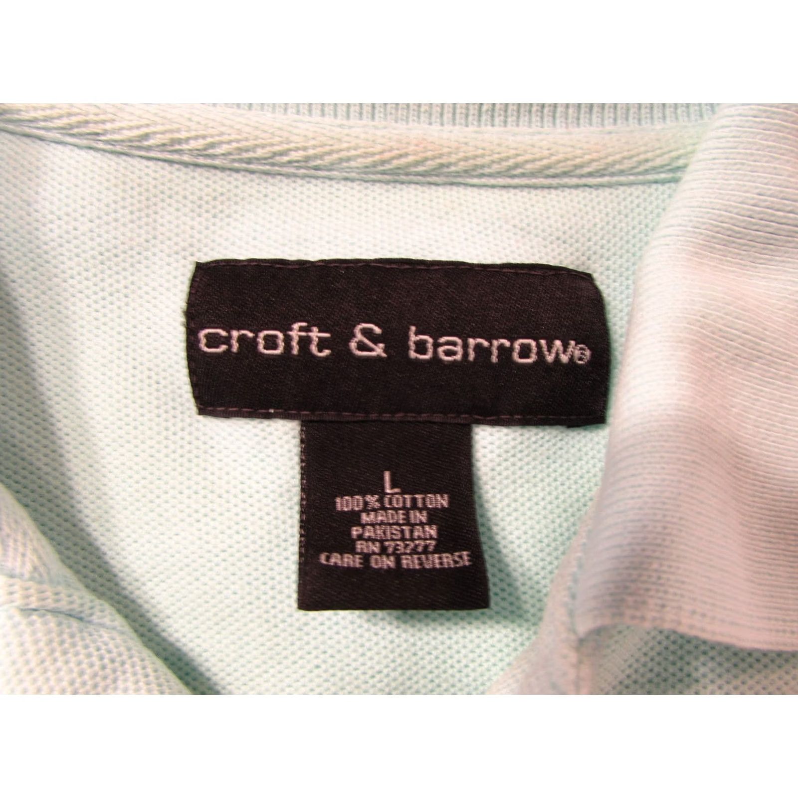 Croft & Barrow Croft & Barrow Polo Shirt Men's Size L Mint Easy Care Short Sleeve 100% Cotton Button Collared Navy Green Mens Size US L / EU 52-54 / 3 - 2 Thumbnail