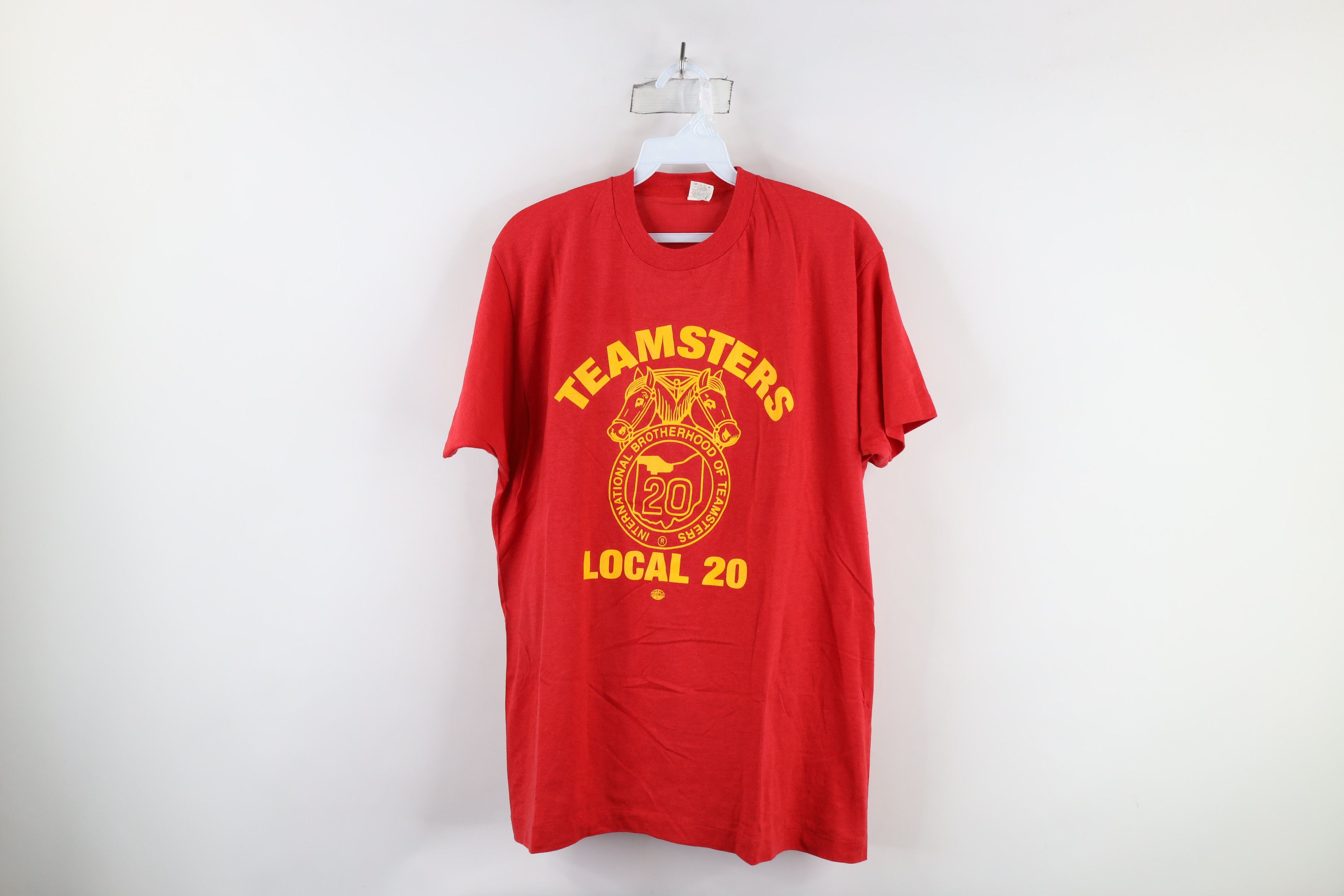 Vintage Deadstock Vintage 90s 20 Teamsters Union T-Shirt Red USA Size US XL / EU 56 / 4 - 1 Thumbnail