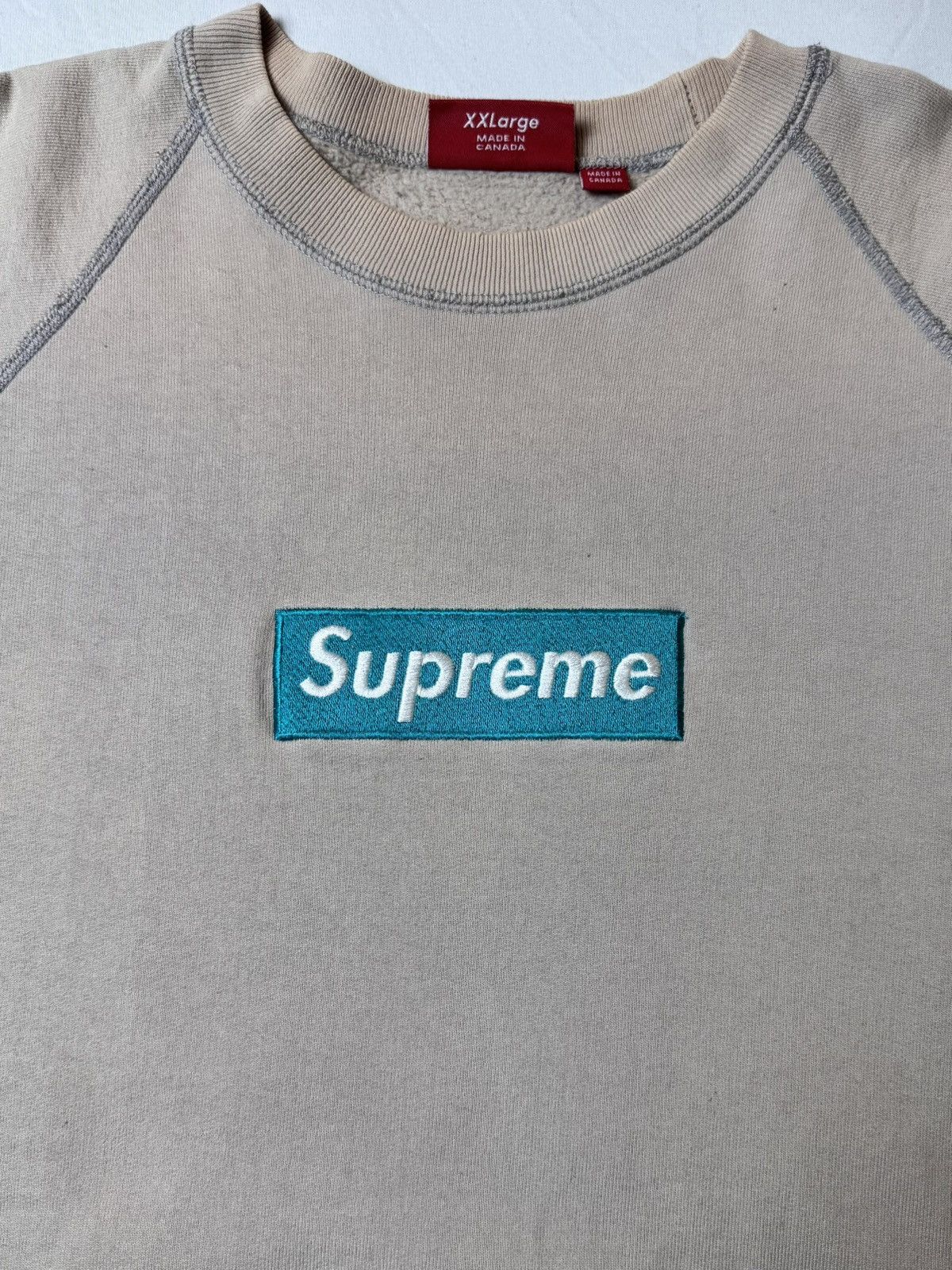 Supreme Supreme Oatmeal Box Logo Crewneck 2006 Size US XXL / EU 58 / 5 - 1 Thumbnail