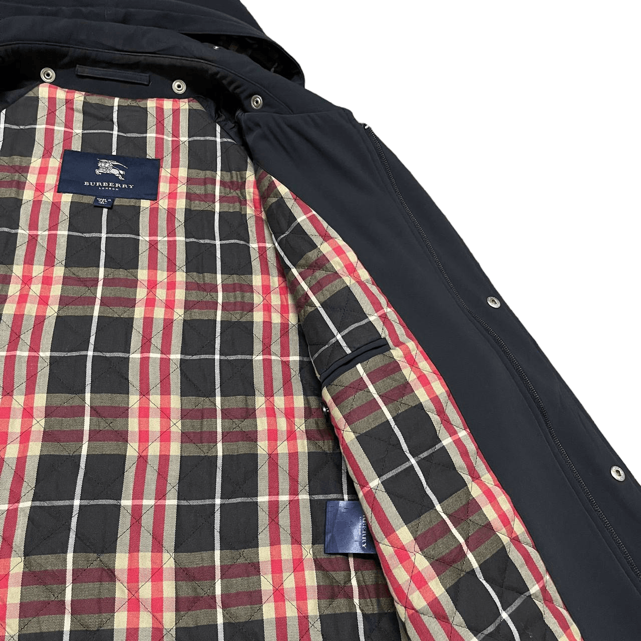 Burberry 🔥Pick🔥 Vtg Burberry London Red Nova Check Removable Hood Size US XL / EU 56 / 4 - 12 Thumbnail