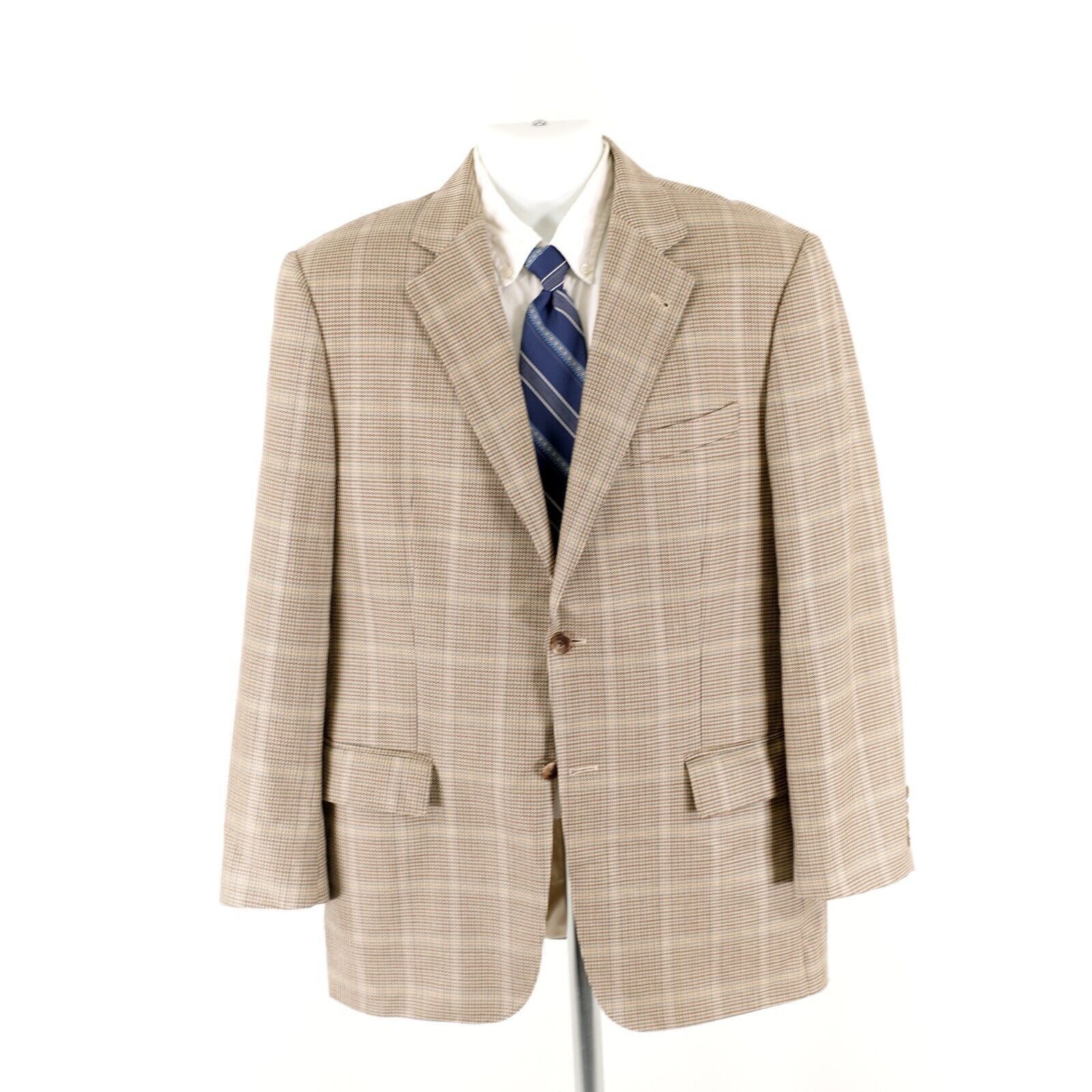 Joseph Abboud Joseph Abboud Classic Wool Silk Green Beige Blue Houndstooth Size 42R - 7 Thumbnail