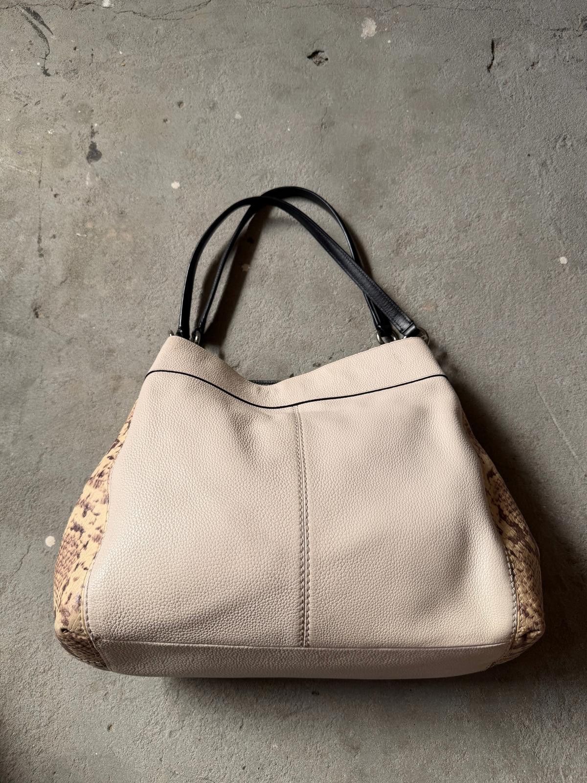 Coach Coach Lexy Snakeskin Embossed Shoulder Bag Ivory Size ONE SIZE - 6 Thumbnail