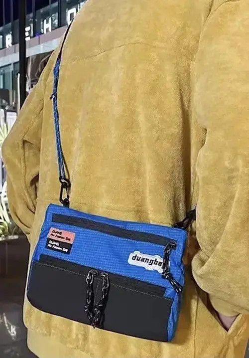 Utility Grunge Nylon Pouch Bag Shoulder Belt Bag in Blue, Men's