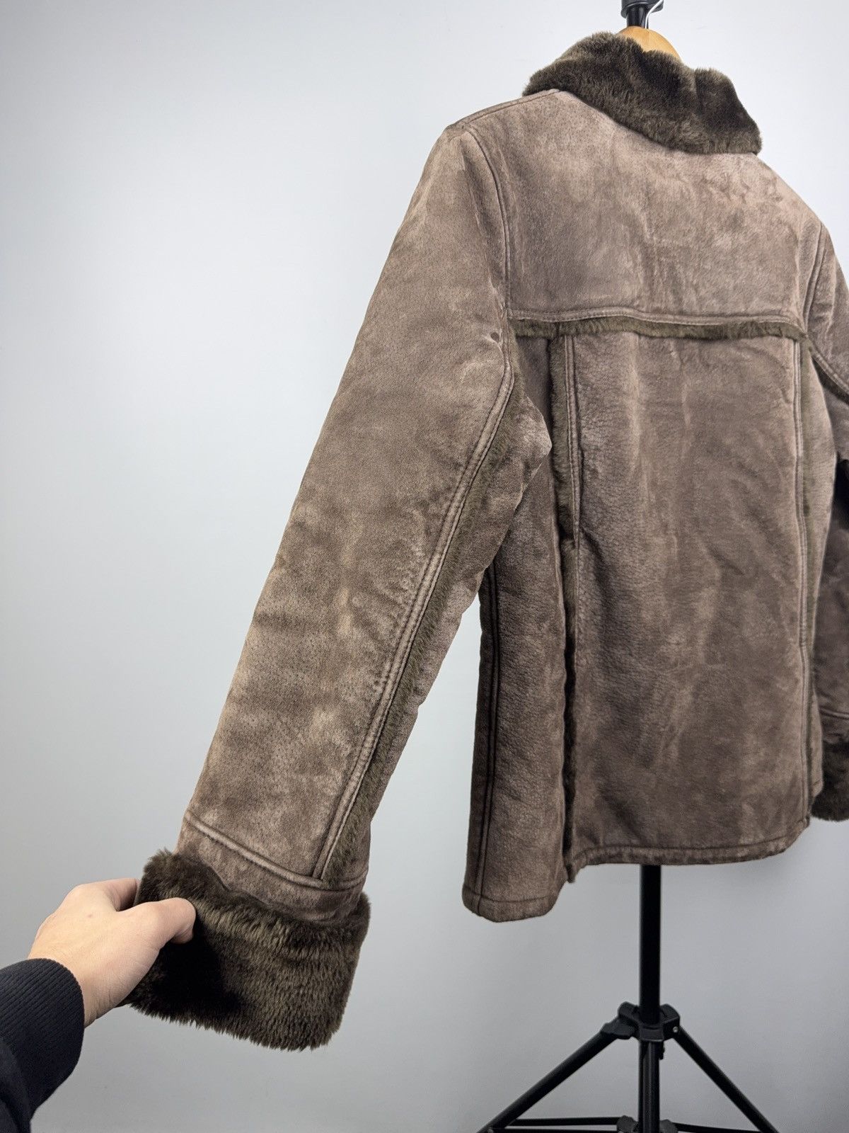 Gypsy Retro 00s Gipsy Brown Shearling Suede Leather Jacket Women S Size S / US 4 / IT 40 - 8 Thumbnail