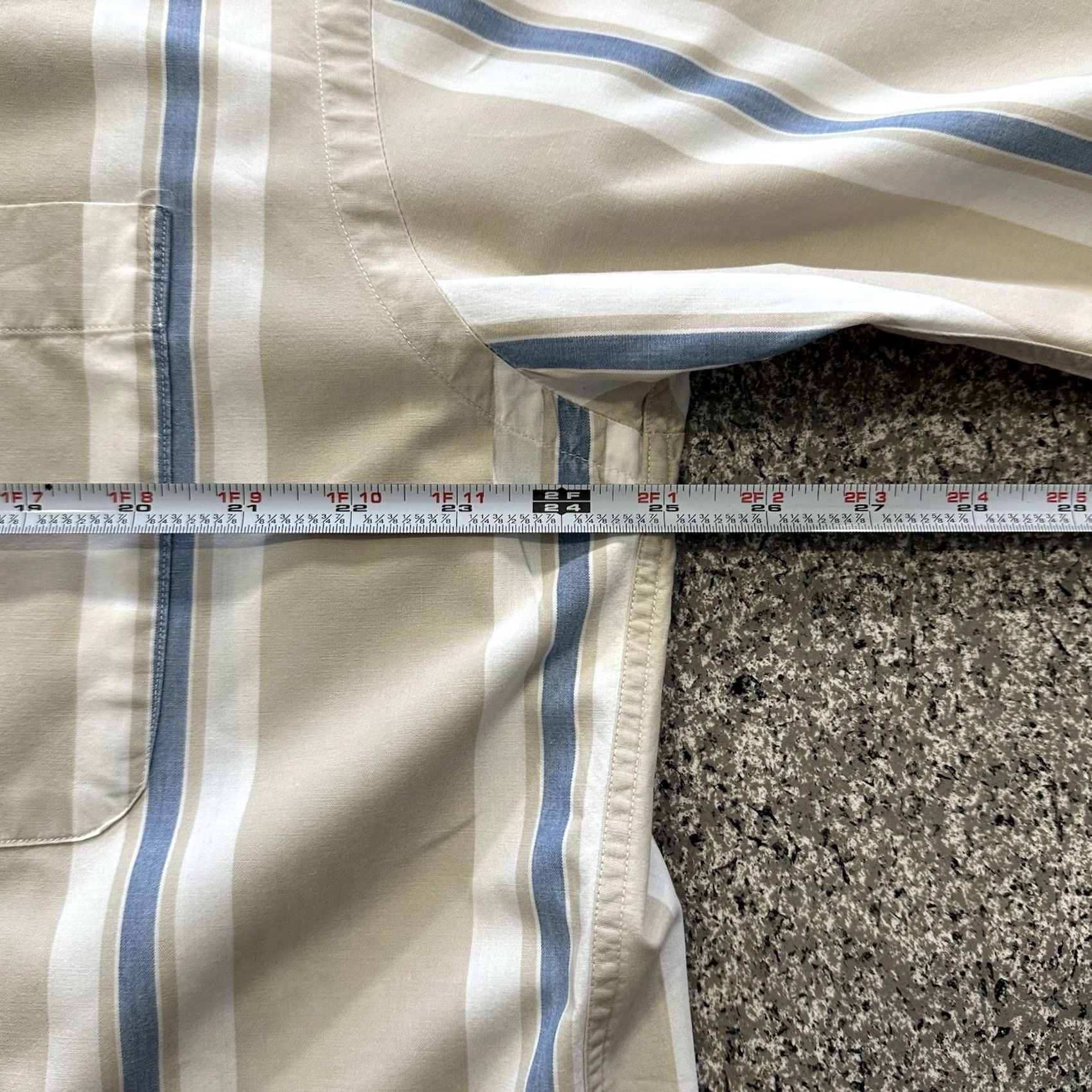 Nautica VINTAGE Nautica Button-Up Shirt Mens L Striped Beige Blue Casual Short Sleeve Collared Cotton Size US L / EU 52-54 / 3 - 4 Thumbnail
