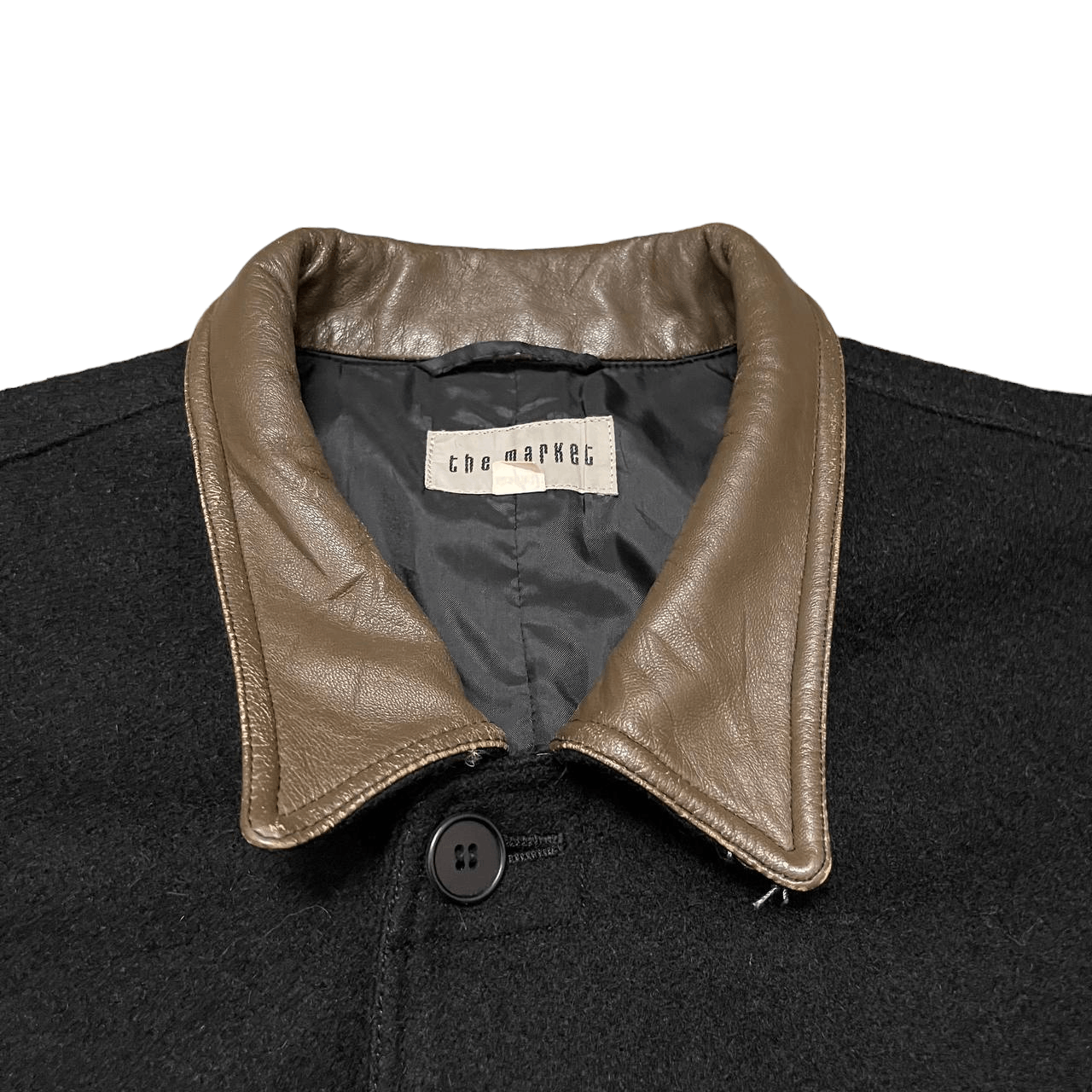Japanese Brand Vintage The Market Wool Jacket Leather Collar Size US M / EU 48-50 / 2 - 5 Thumbnail