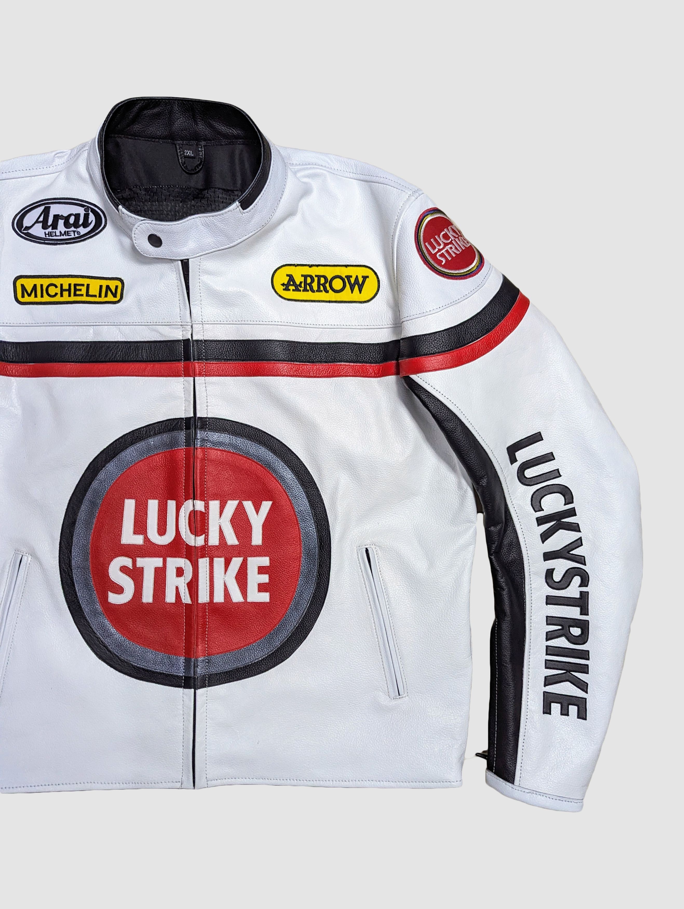 Genuine Leather 🔥 LUCKY STRIKE LEATHER JACKET RACING VINTAGE Size US XL / EU 56 / 4 - 4 Thumbnail