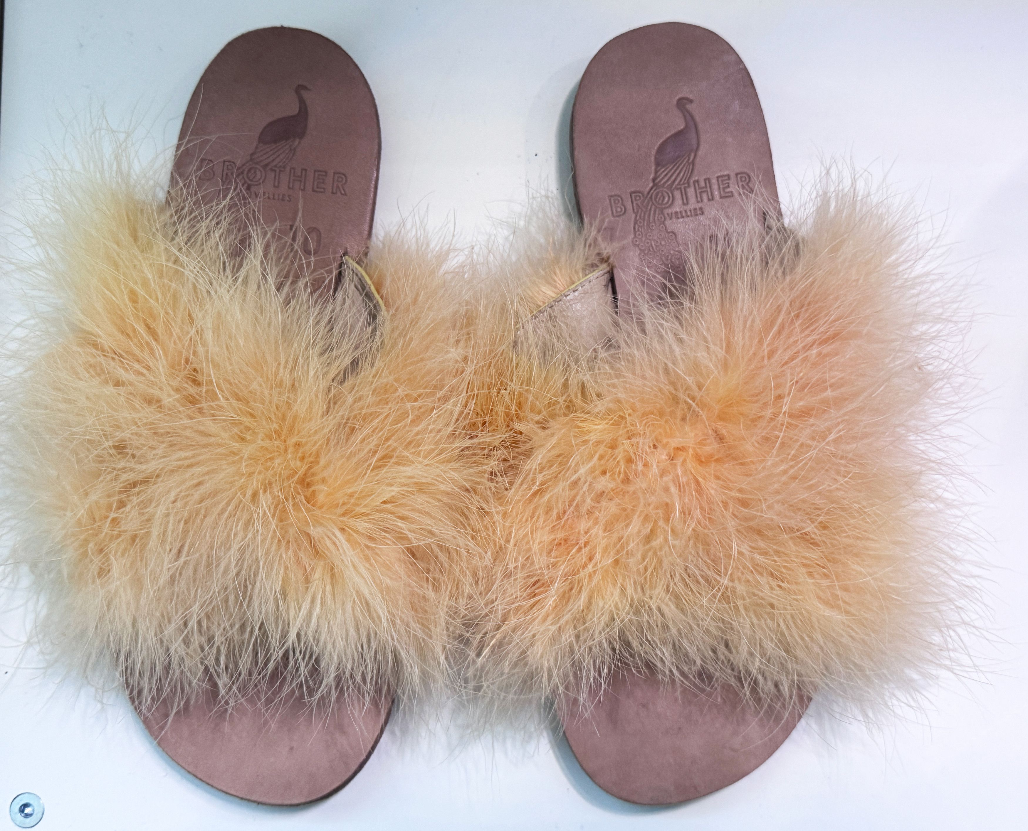 Brother Vellies Brother Vellies Lamu Marabou Sandals Yellow EU 40 US 10 Size US 10 / IT 40 - 4 Thumbnail