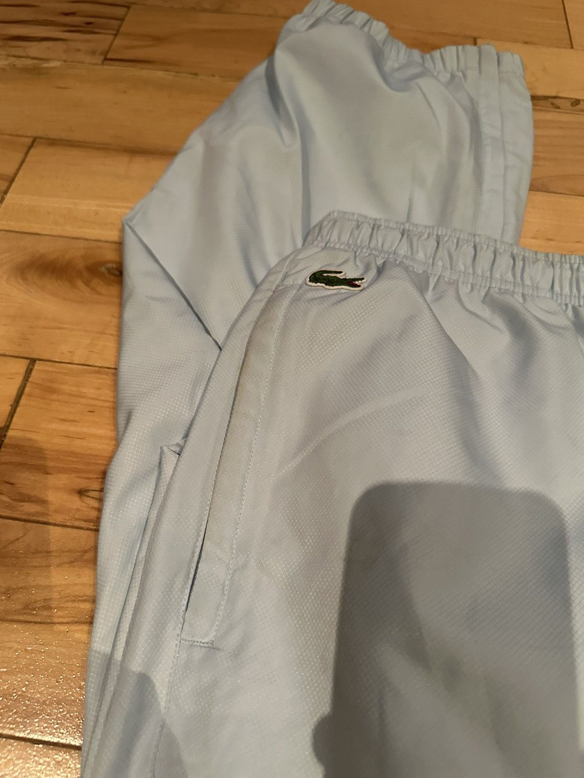 Lacoste × Supreme SS17 Light Blue Track Pants Outline Logo Medium Size US 32 / EU 48 - 6 Thumbnail