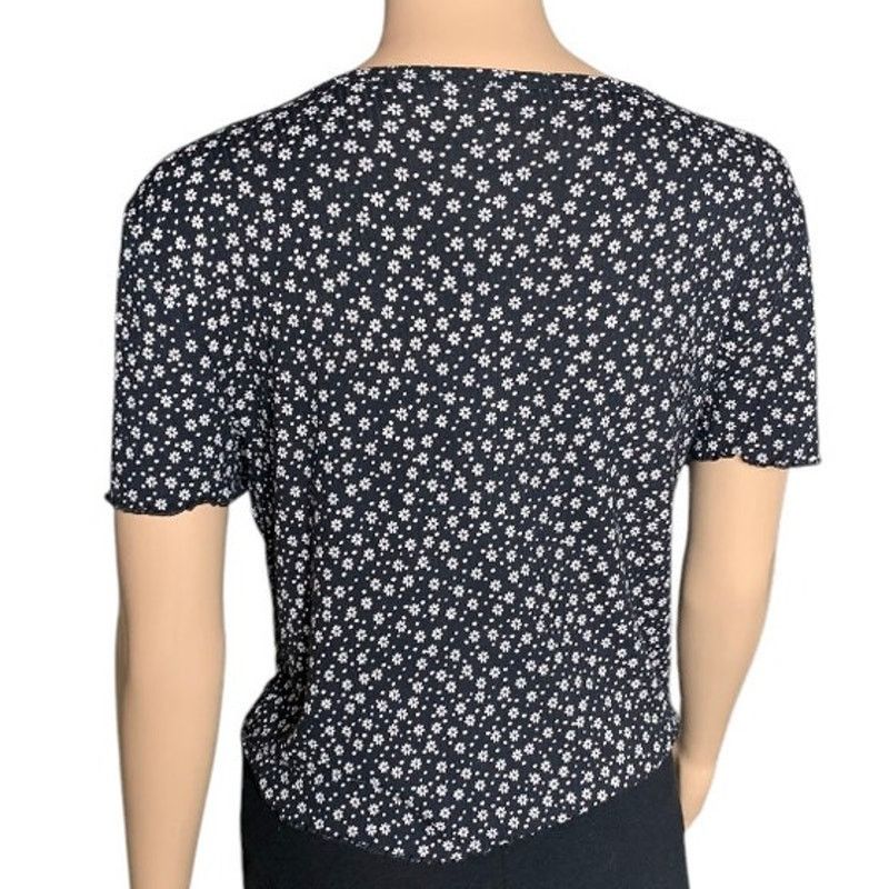 American Eagle Outfitters AMERICAN EAGLE Soft & Sexy Black Floral Crop Top Women Large Size L / US 10 / IT 46 - 6 Thumbnail