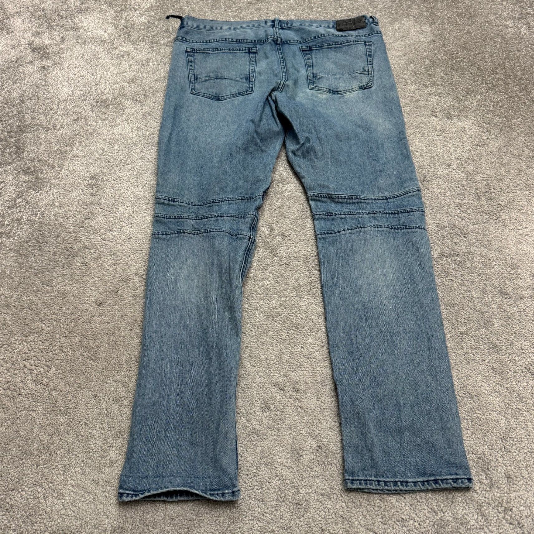 Denime Bullhead Jeans Mens 36 Blue Light Wash Stretch Skinny Moto Stacked Streetwear Biker Size US 36 / EU 52 - 2 Thumbnail