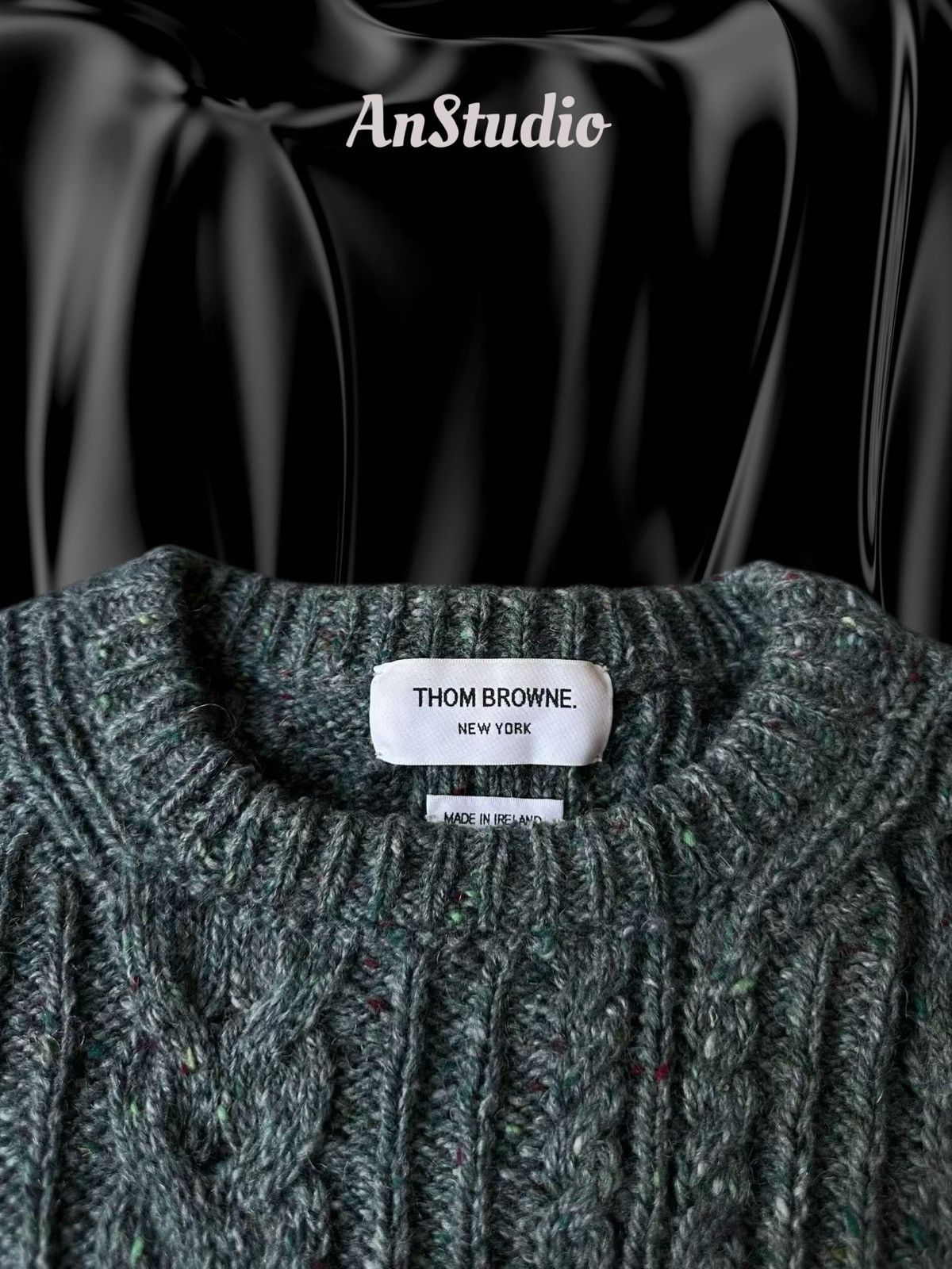 Thom Browne Thom Browne Dark Blue 4-bar Cable Donegal Pullover Sweater Size US L / EU 52-54 / 3 - 3 Thumbnail