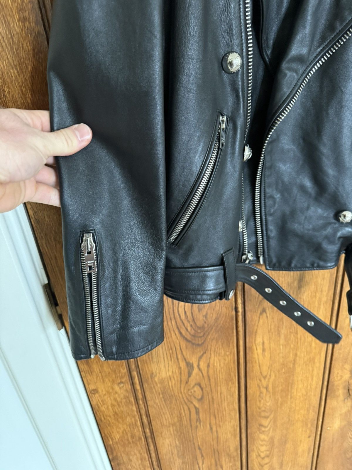 Celine $6.5k Celine Triomphe logo biker leather jacket Hedi Slimane Size US S / EU 44-46 / 1 - 17 Thumbnail
