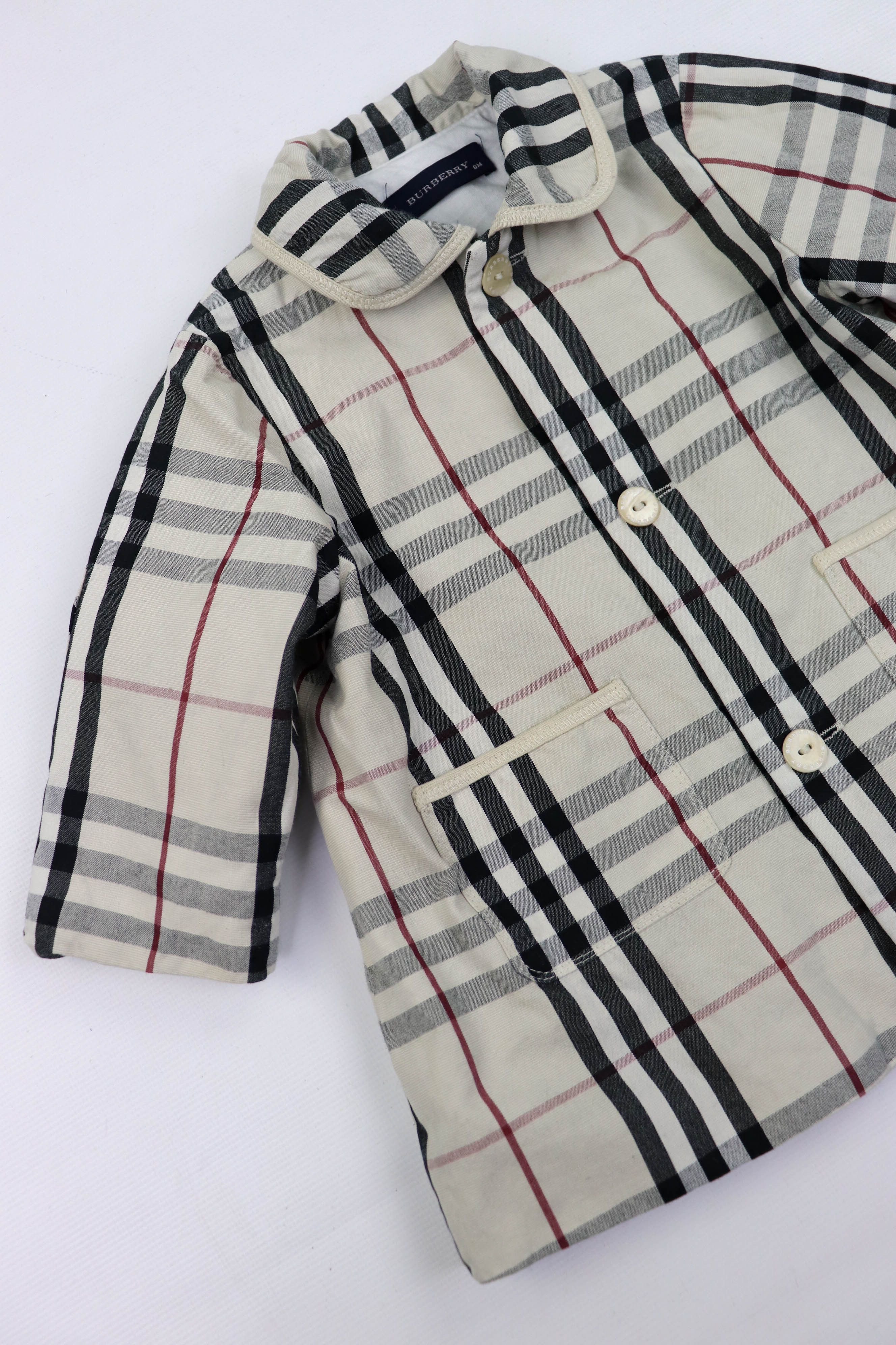 Burberry Burberry Girls Baby 6M Light Beige Checkered Coat Jacket Size XXS / US 00 / IT 34 - 4 Thumbnail