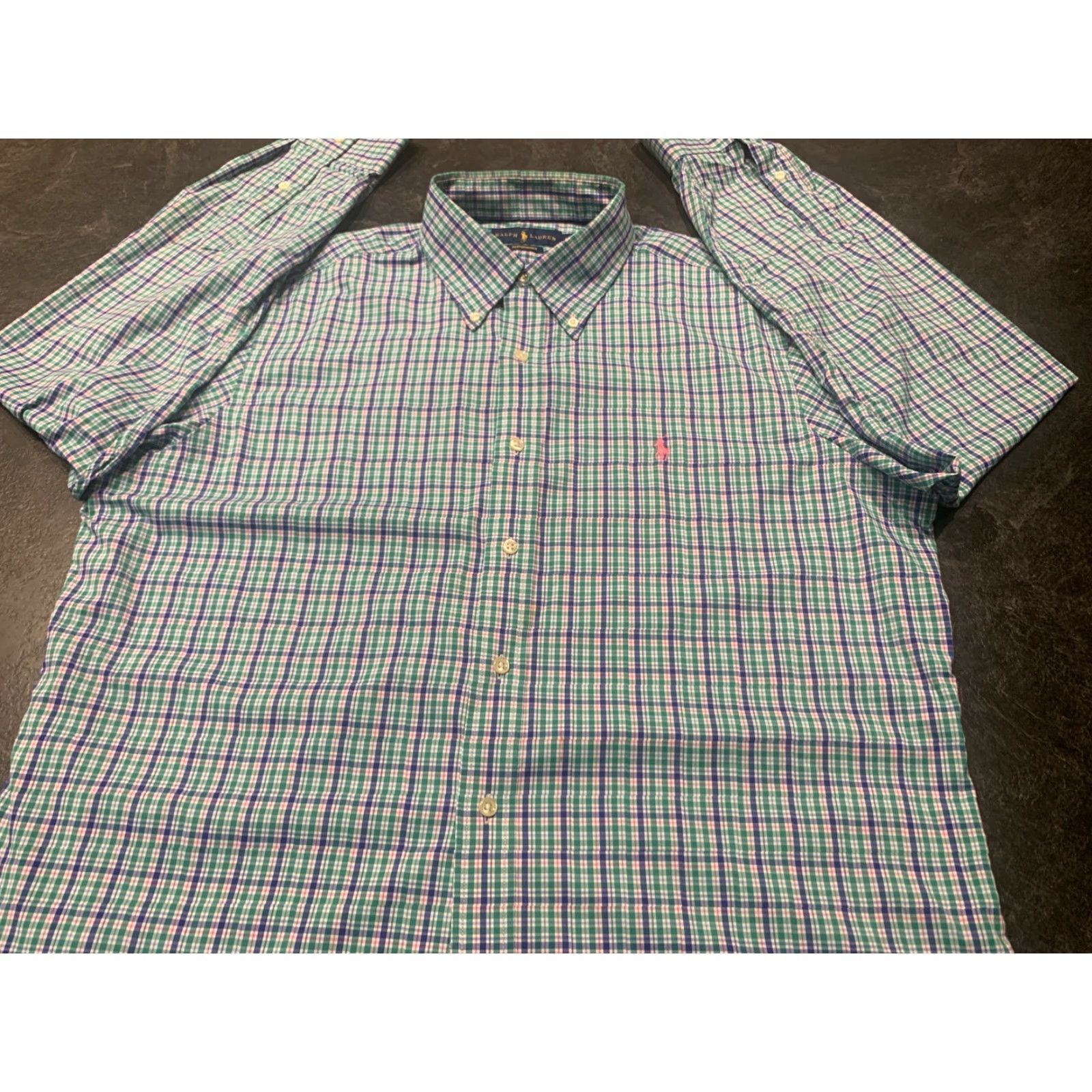 Ralph Lauren Ralph Lauren Shirt Mens Button-Up Long Sleeve Large Green Plaid Nylon Blend 100% Wearable Contemporary Classic Mens L Size US L / EU 52-54 / 3 - 2 Thumbnail