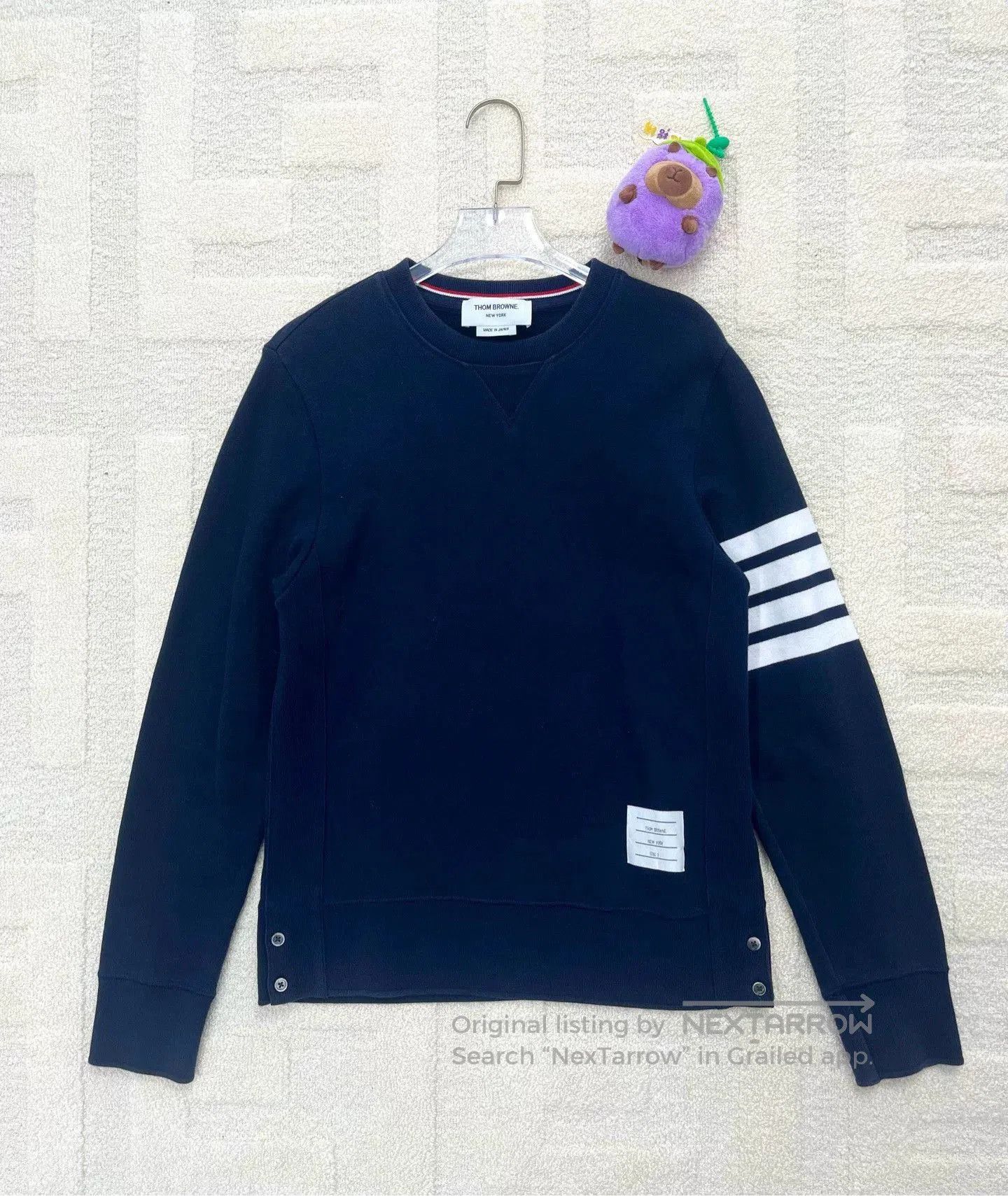 Thom Browne Navy Striped Sweatshirt.