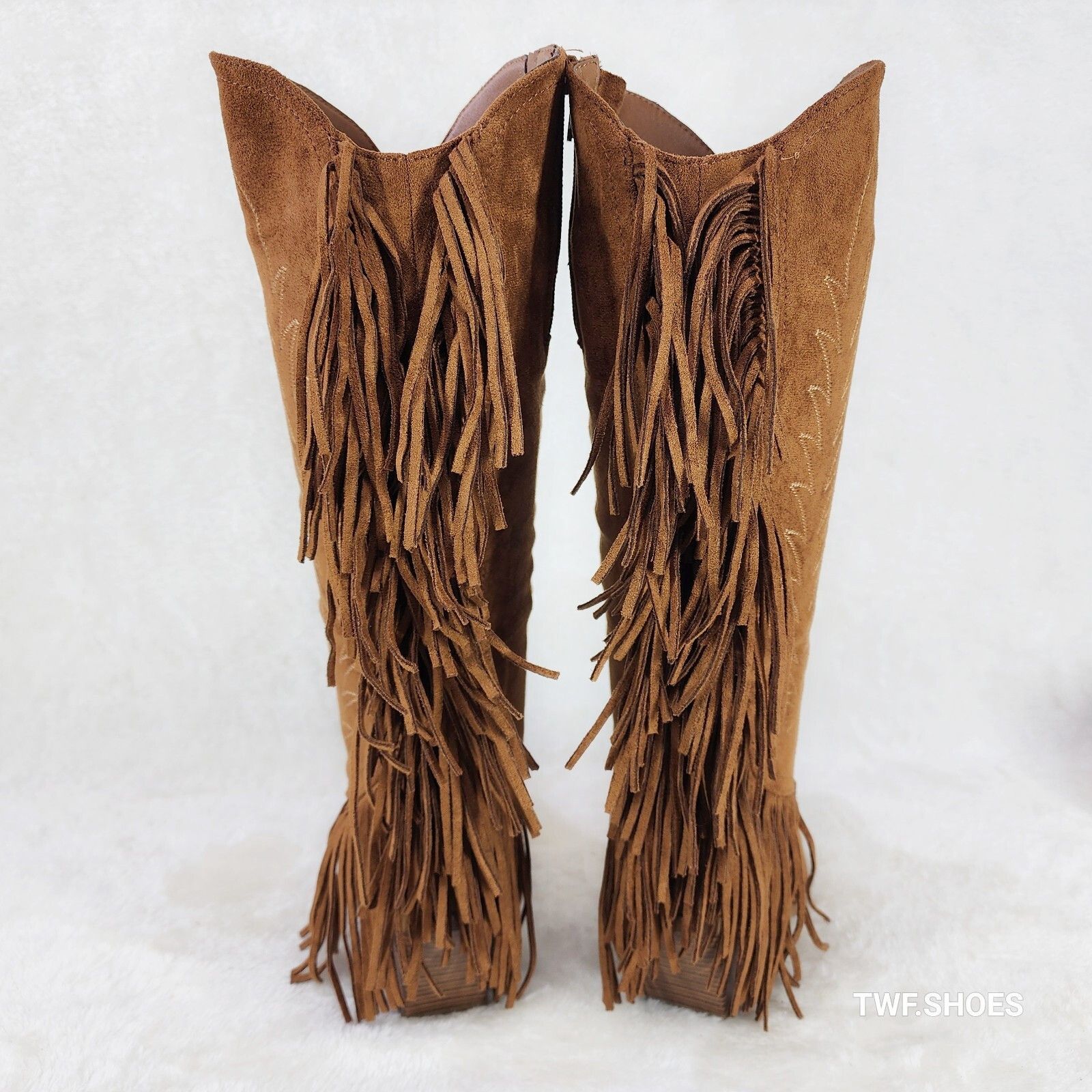 Other Dusty Roads Whiskey Brown Back Fringe Cowboy Western Cowgirl Size US 10 / IT 40 - 3 Thumbnail