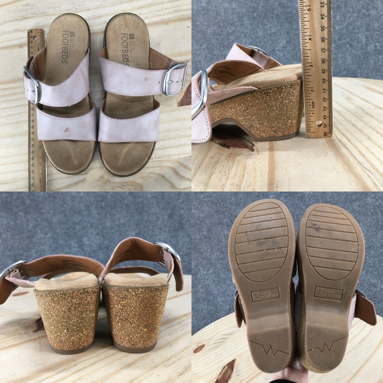 Vintage White Mountain Copious Sandals Womens 6 M Pink Slip On Buckle Wedge Slide Casual Platform Size US 6 / IT 36 - 8 Thumbnail