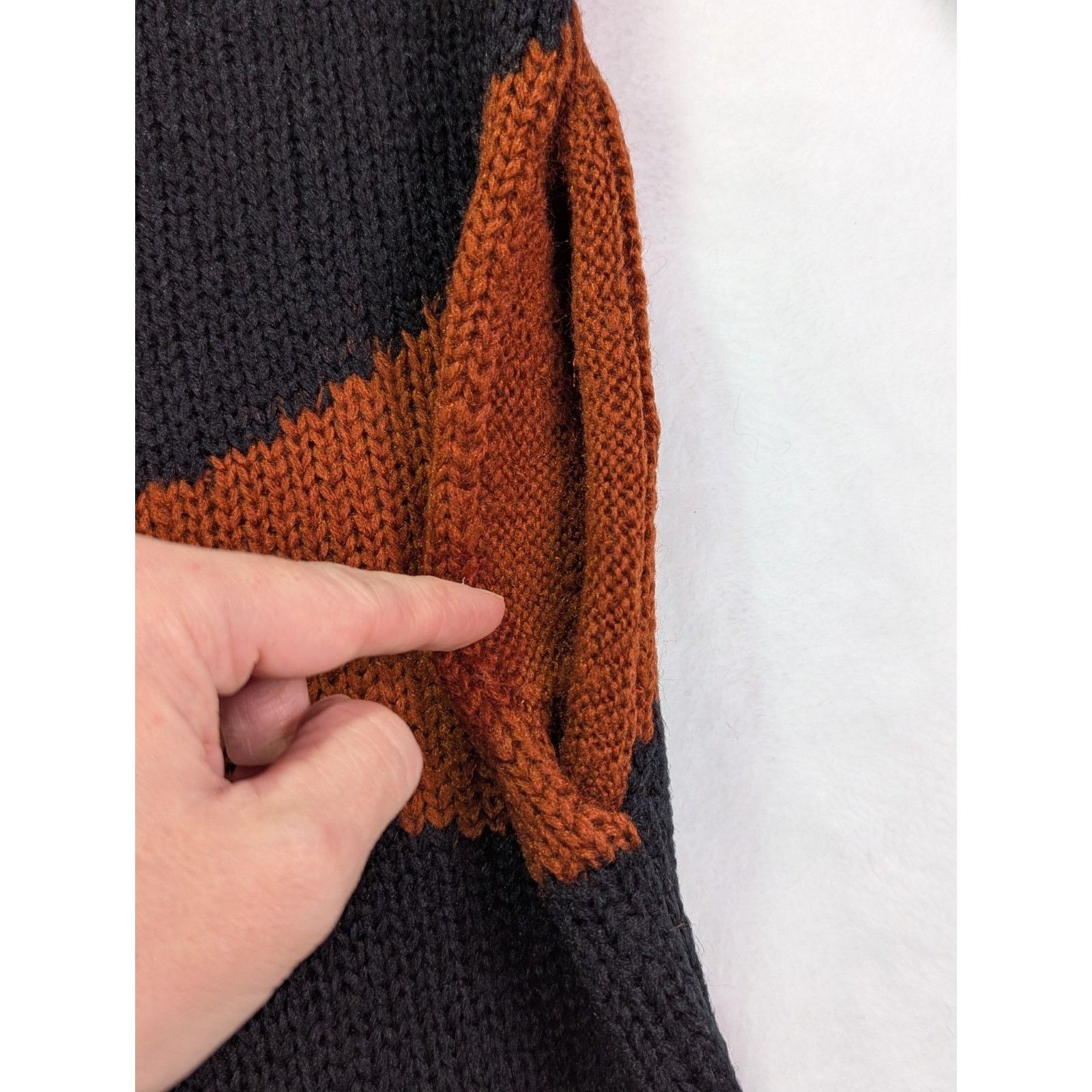 Other Maurada Sz Large Burnt Orange/Black Long/Maxi Knit Cartigan Size L / US 10 / IT 46 - 8 Thumbnail