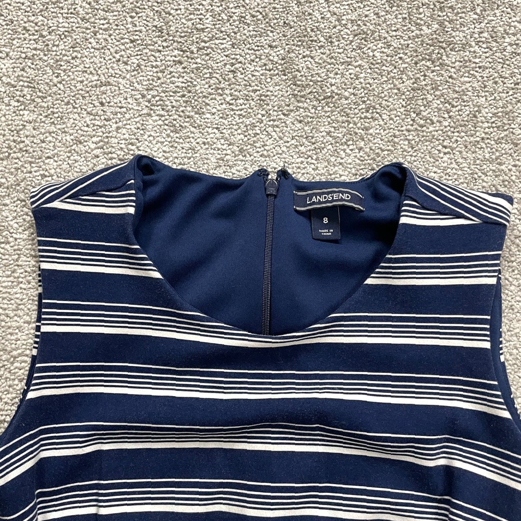 Lands' End VINTAGE Lands' End Sheath Dress Womens 8 Midi Sleeveless Blue White Striped Business Party Workwear Size M / US 6-8 / IT 42-44 - 3 Thumbnail