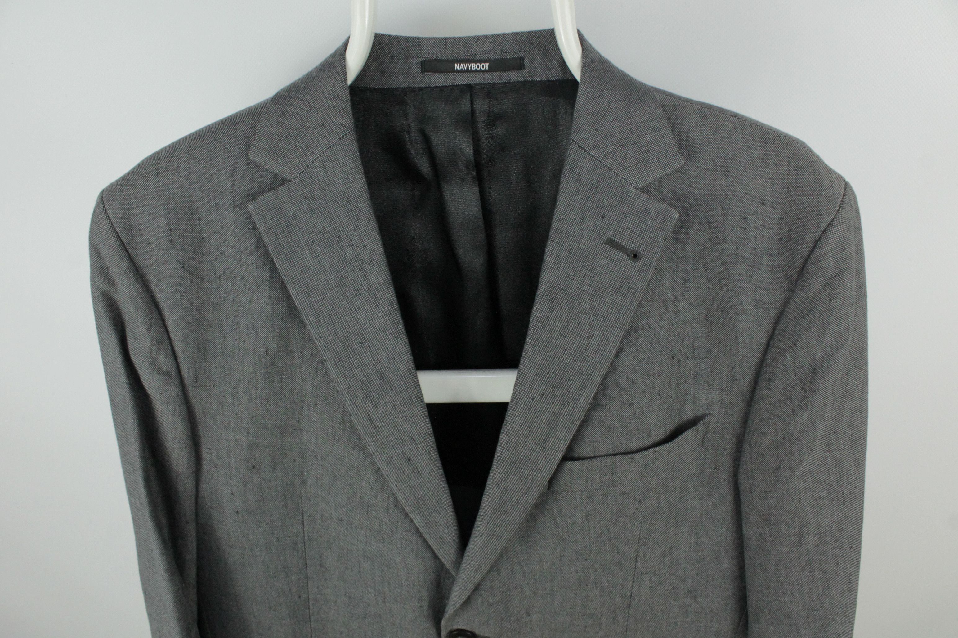 NAVYBOOT NAVYBOOT Gray Cotton Linen Sport Coat Blazer Jacket Size US M / EU 48-50 / 2 - 2 Thumbnail