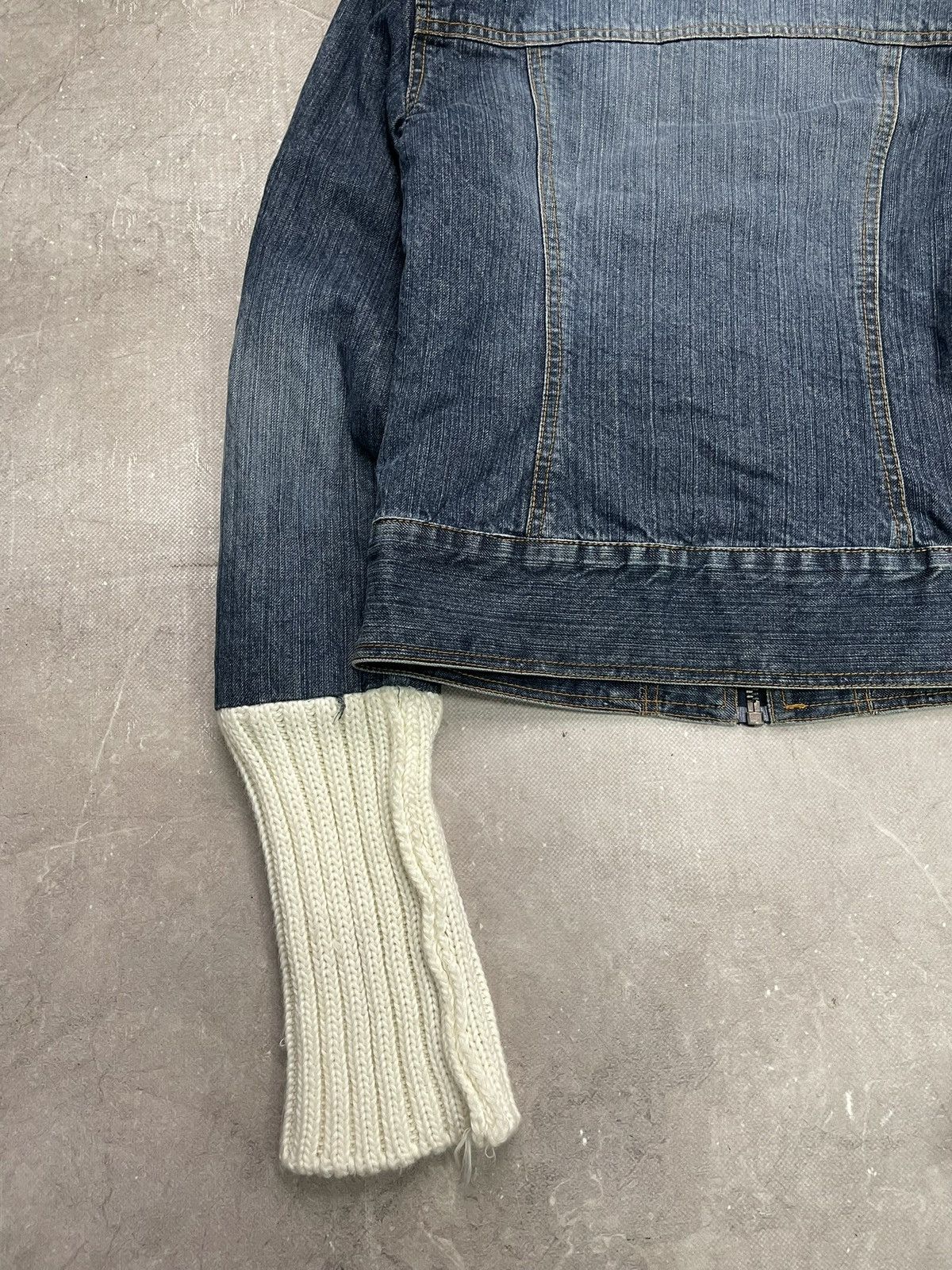 Miss Sixty Only denim jacket with knit sleeves Y2K grunge hybrid Size M / US 6-8 / IT 42-44 - 10 Thumbnail