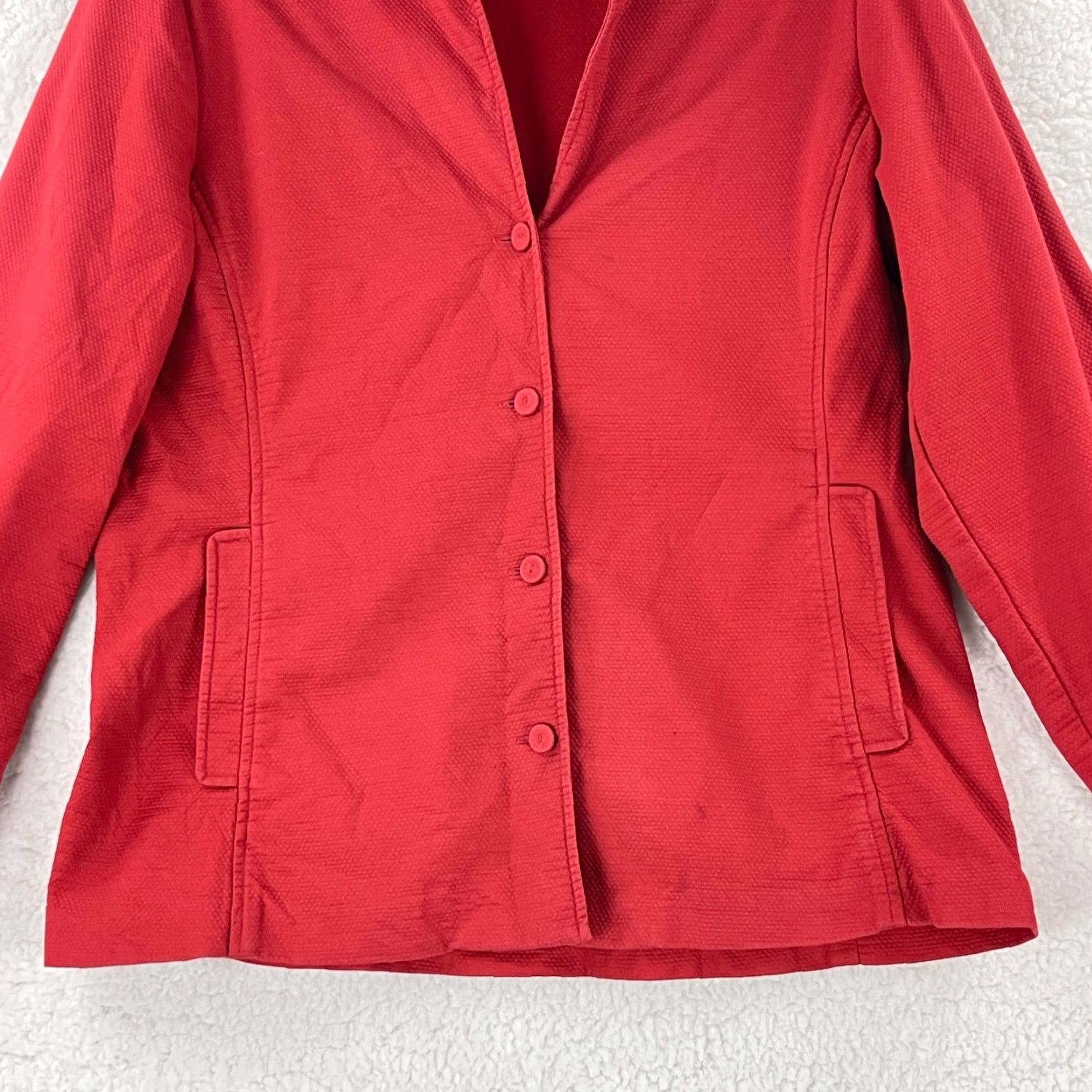 Eileen Fisher Eileen Fisher Red Button Front Jacket Womens Long Sleeve Cotton Regular Size M Size M / US 6-8 / IT 42-44 - 6 Thumbnail