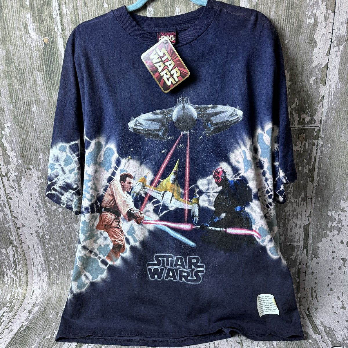 image of Star Wars Mens Vintage T-Shirt XL Tie Dye Episode 1 in Blue