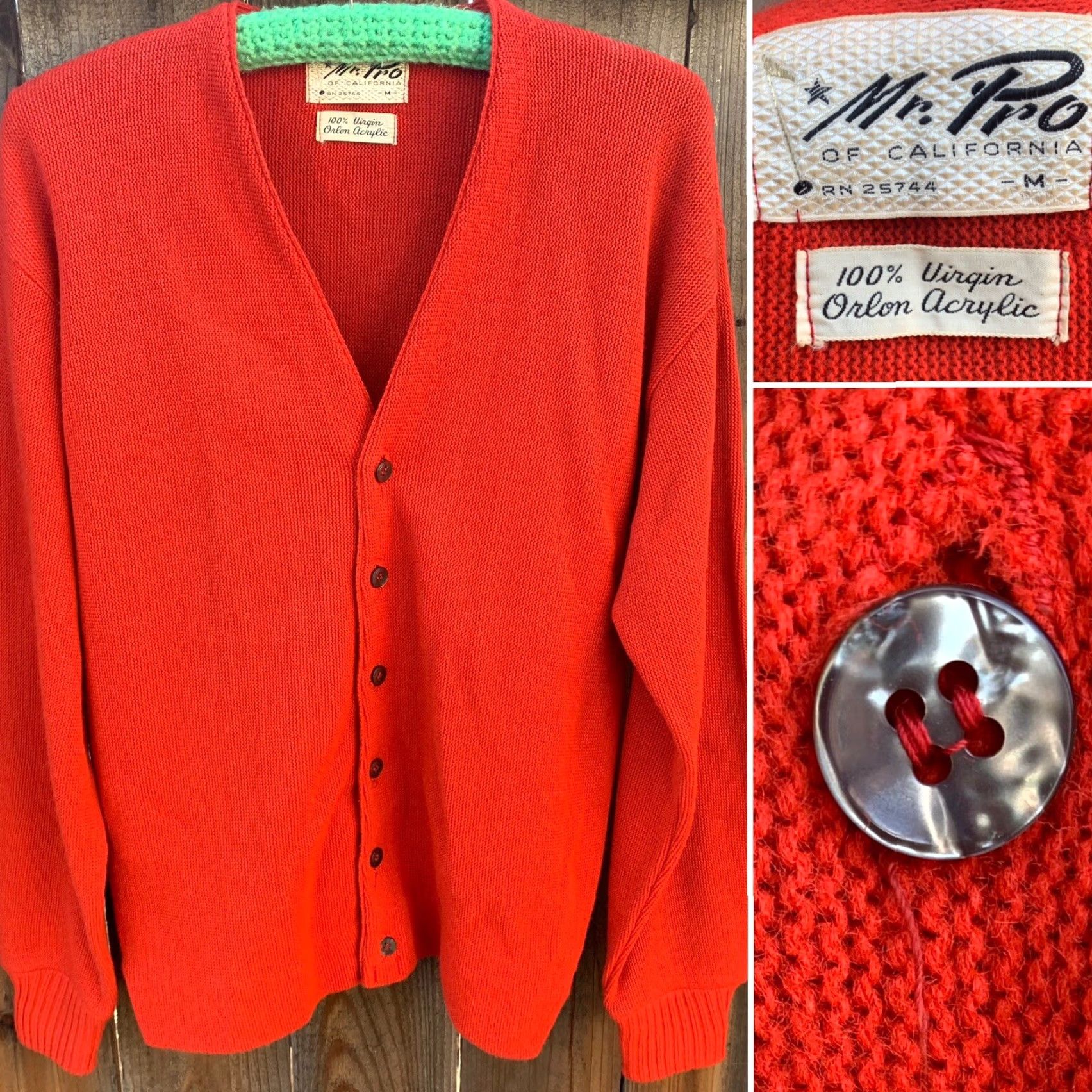 Vintage VINTAGE Mr. Pro of California cardigan sweater M 100% Virgin Orlon Acrylic Grunge 1960s Mens Girls Womens Size US M / EU 48-50 / 2 - 2 Thumbnail
