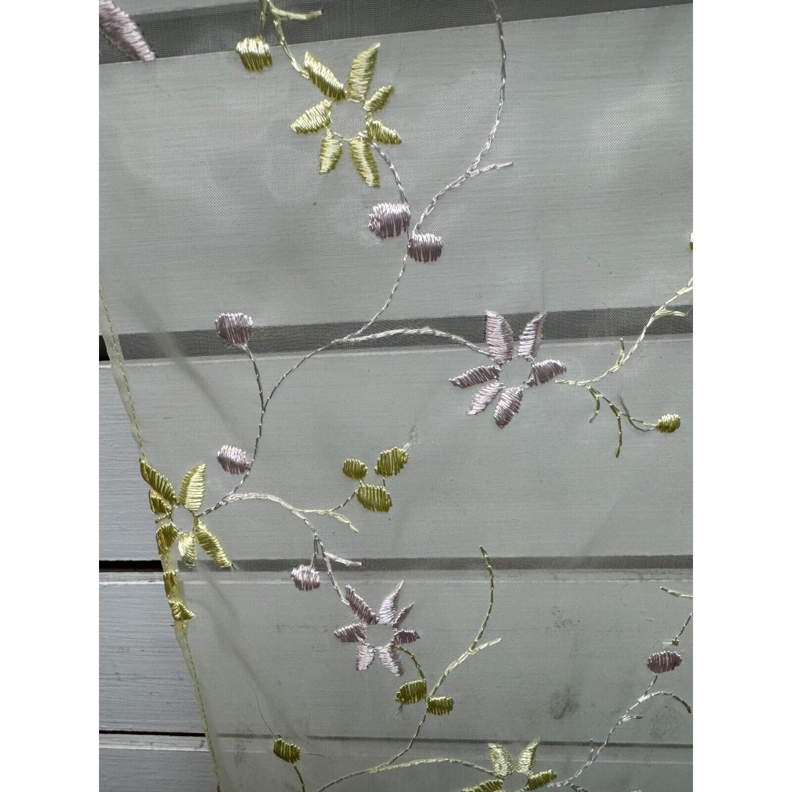 Other Vintage Sheer Scarf Dainty Embroidered Pastel Floral 79X16.5 Size ONE SIZE - 3 Thumbnail