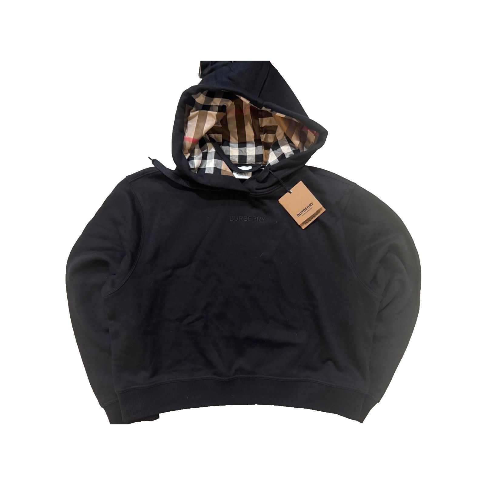 Burberry Burberry Hoodie Womens LG Black Boxy Sweatshirt Nova NWT Size L / US 10 / IT 46 - 1 Thumbnail