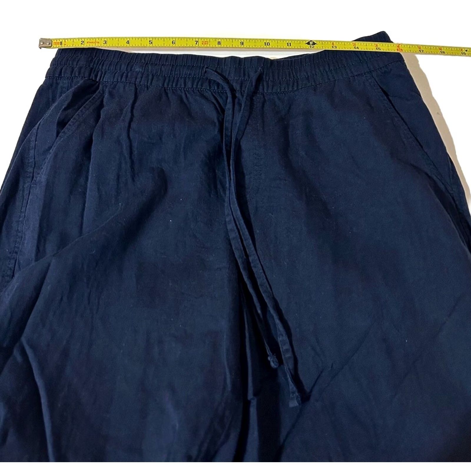 Gap Gap Easy Pant Women Medium Navy Blue Pull On Elastic Waist Drawstring 32x24 Casual Modern Knit Cotton Rayon Pockets Straight Size 32" / US 10 / IT 46 - 6 Thumbnail