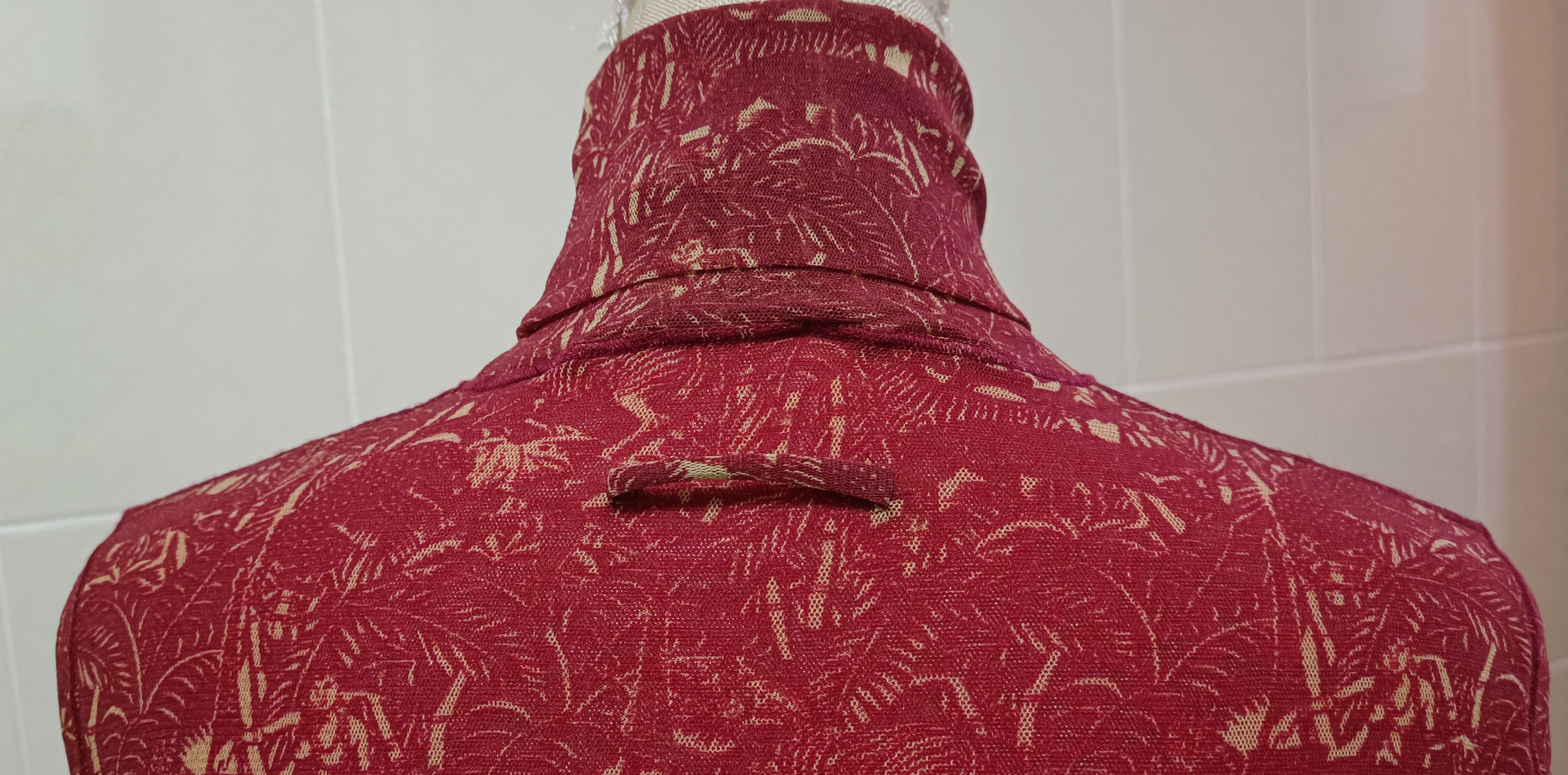Jean Paul Gaultier Maroon maxi dress with figures in cream tones. Size M / US 6-8 / IT 42-44 - 18 Thumbnail