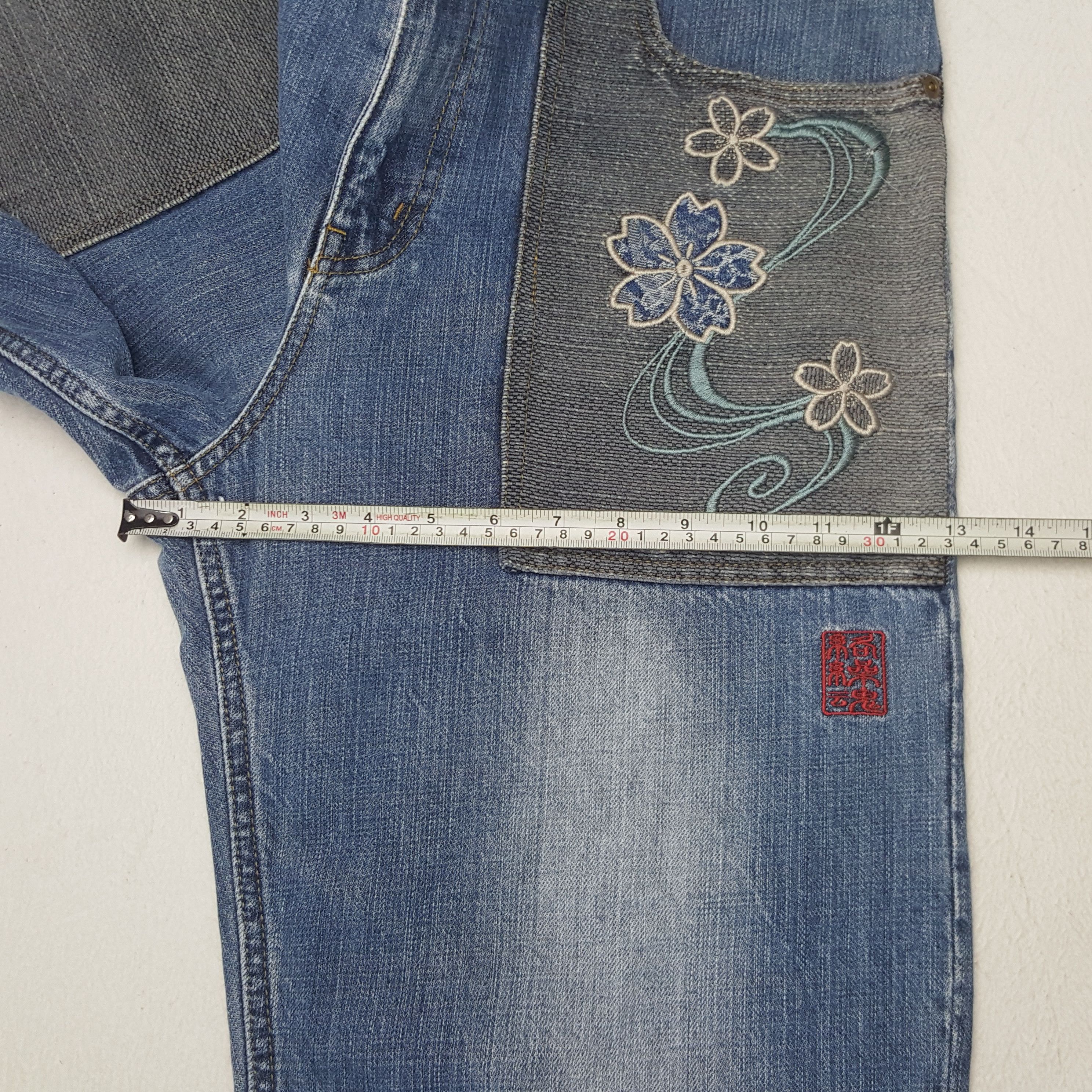 Japanese Brand × Vintage Vintage Karakuri Tamashii Japan Embroidery Flower Denim Jean Size US 33 - 11 Thumbnail