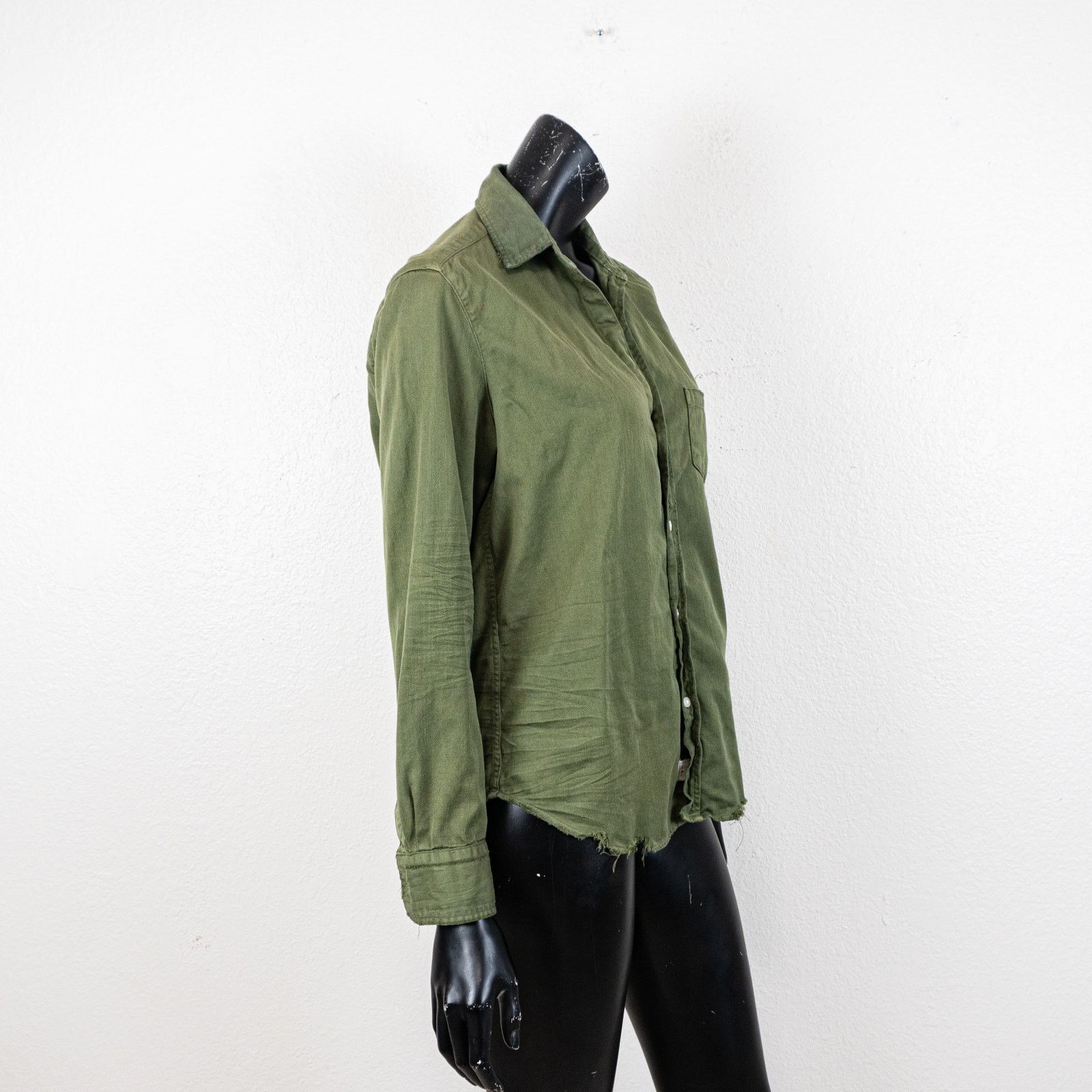 Frank & Eileen Frank & Eileen Distressed EILEEN Shirt Green Italian Cotton Size XS / US 0-2 / IT 36-38 - 5 Thumbnail