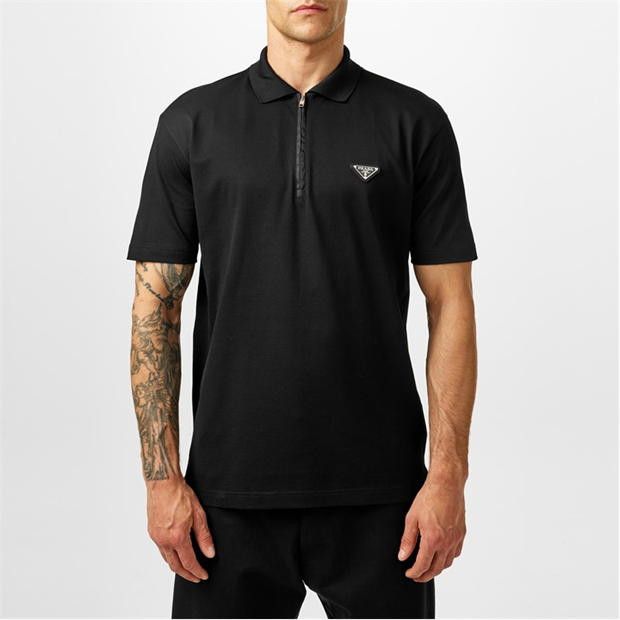 トップス prada black triangle logo polo shirt Prada PRADA Triangle Logo Polo Shirt | Grailed