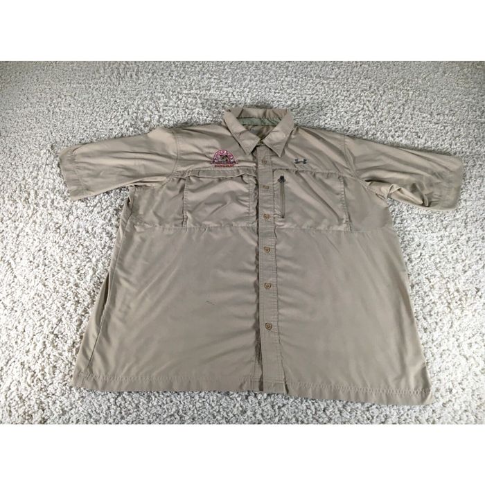 Under Armour Under Armour Shirt Mens 2XL XXL Beige Button Pockets