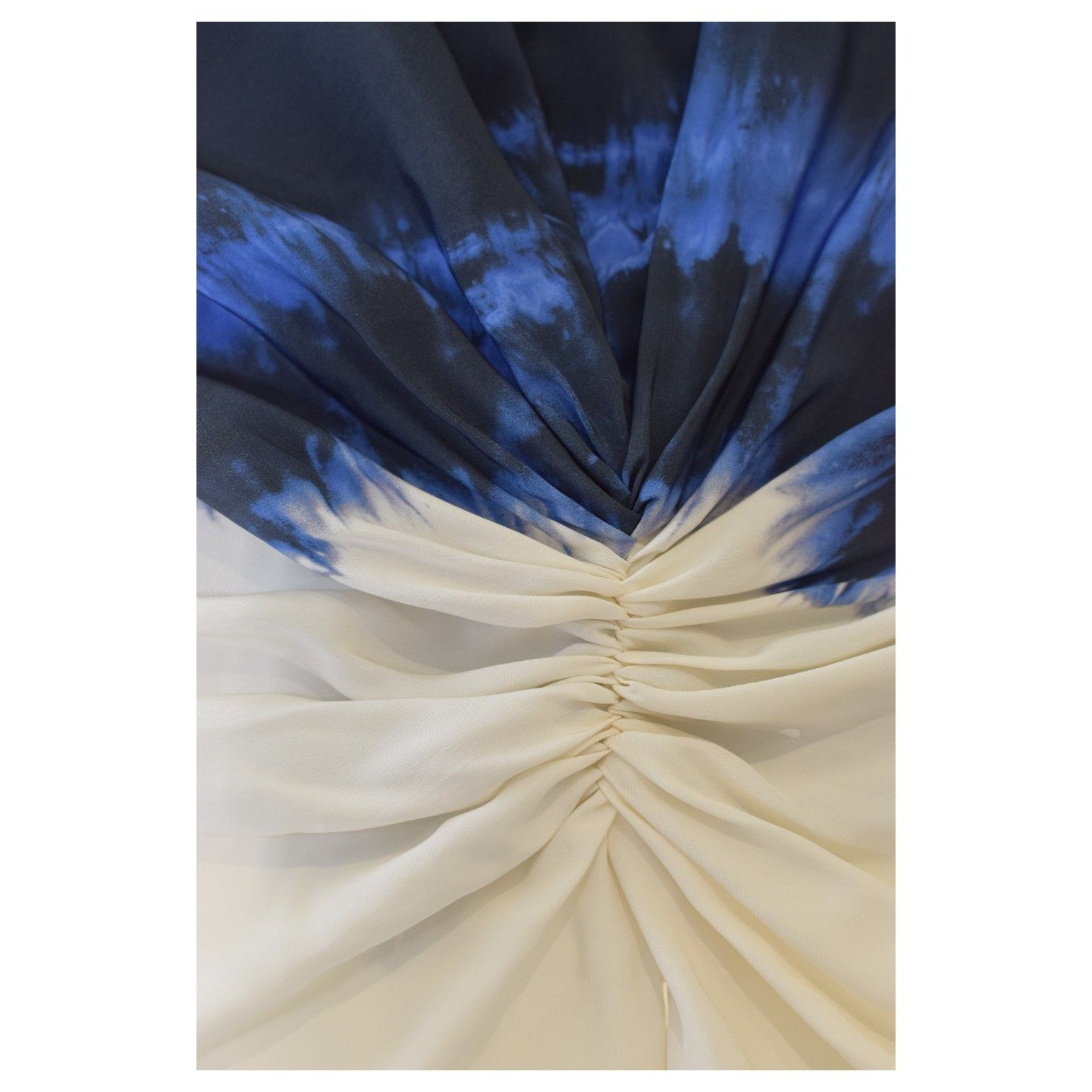 Stella McCartney Stella McCartney Blue Cream Tie Dye Effect 100% Silk Size M / US 6-8 / IT 42-44 - 7 Thumbnail
