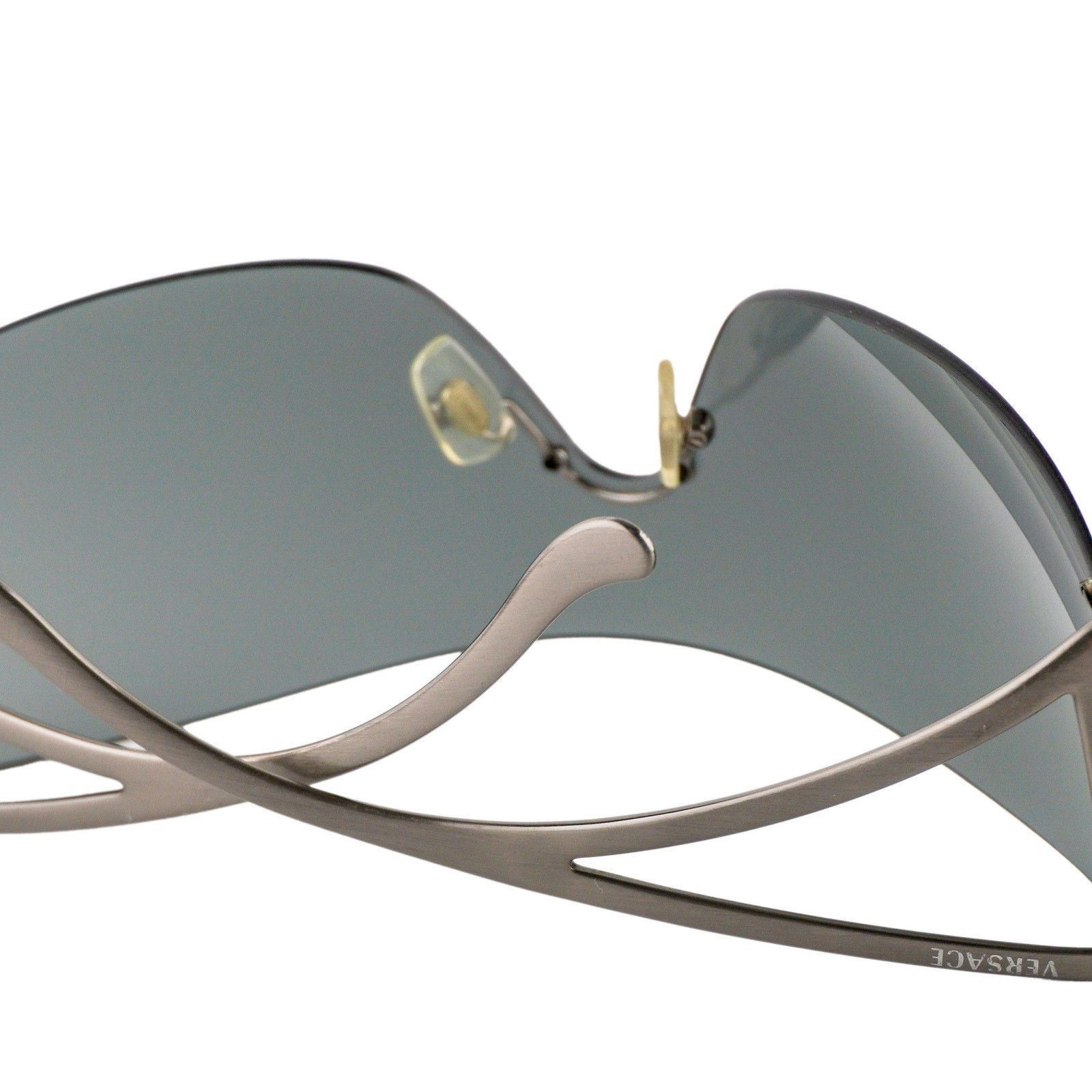 Off-White OERI103 BIG WHARF 7207 Sunglasses Silver Shield Frame, Grey Lenses Otavia Oversized Sunglasses in White by LINDA FARROW main image 2