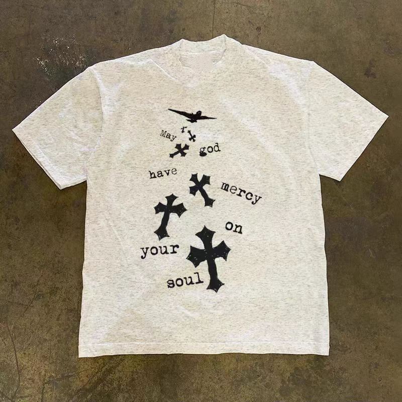 Vintage Gray street casual retro cross print t-shirt Size US M / EU 48-50 / 2 - 1 Thumbnail