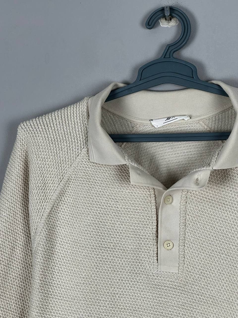 Mr P. Mr. P. Cotton Beige Long Sleeve Polo Knit Sweater Size US L / EU 52-54 / 3 - 4 Thumbnail