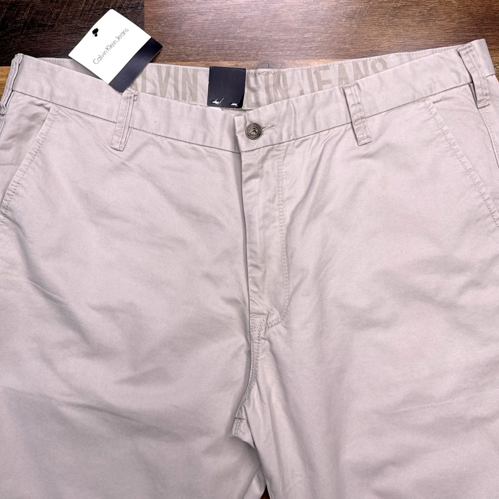 Calvin Klein Calvin Klein Pants Mens 40x30 New Beige Flat Front Twill Chino Straight Leg Regular Rise 40in Inseam 30in Logo Size US 40 / EU 56 - 2 Thumbnail