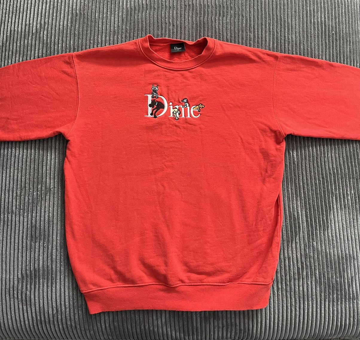 image of Dime Dog Logo Crew Sweat Red, Men's (Size Medium)