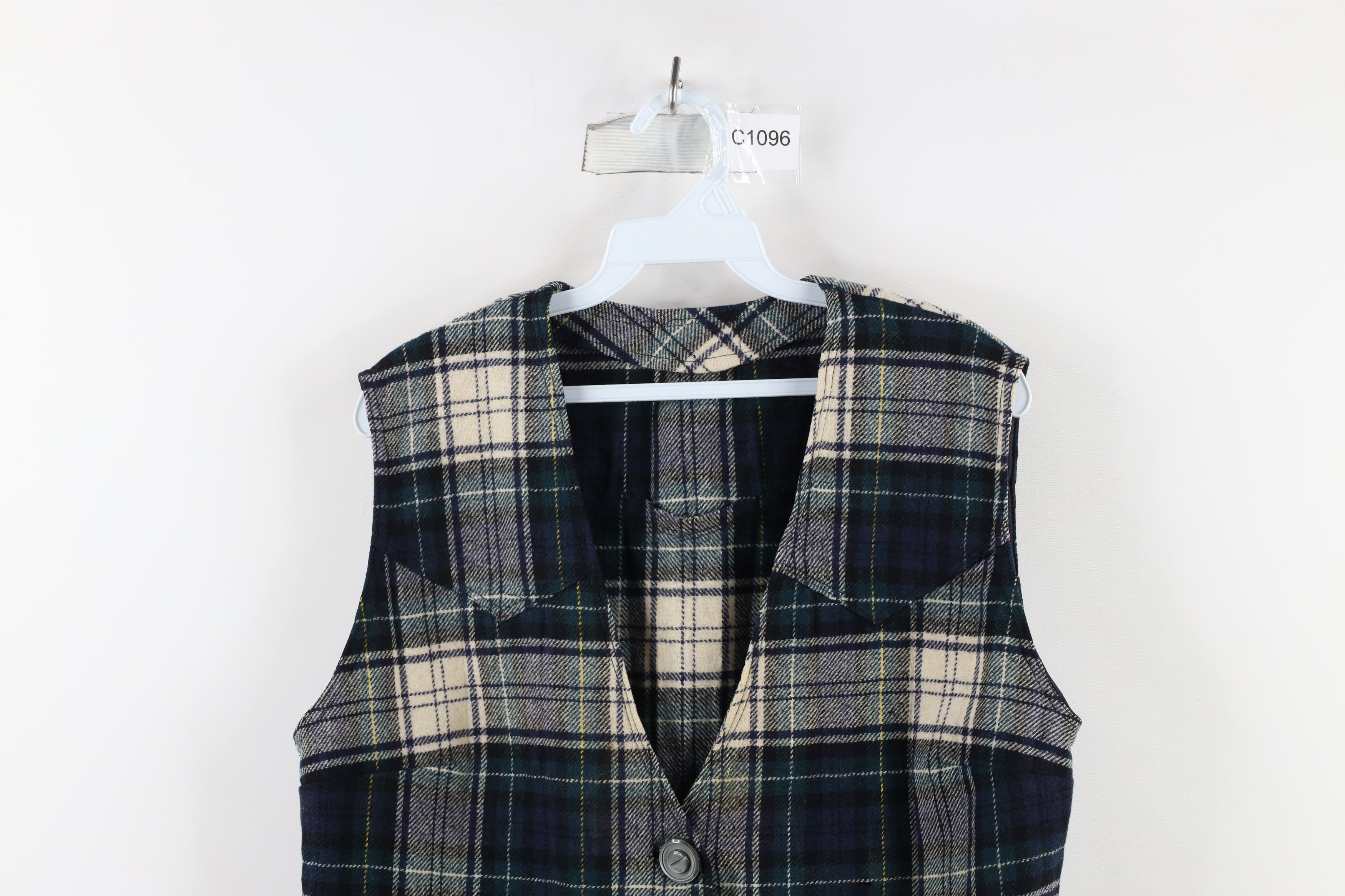 Vintage Vintage 90s Streetwear Wool Button Vest Jacket Plaid Size M / US 6-8 / IT 42-44 - 2 Thumbnail